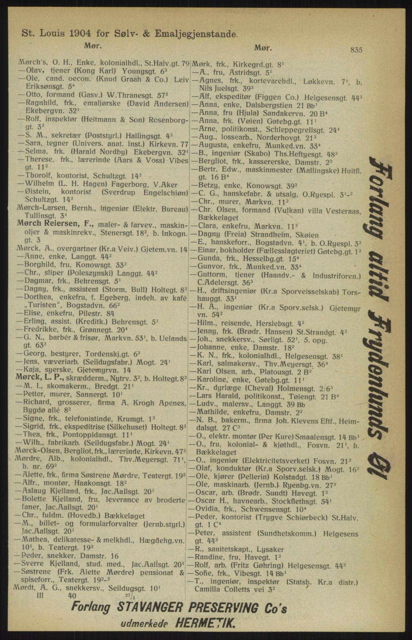 Kristiania/Oslo adressebok, PUBL/-, 1914, s. 835