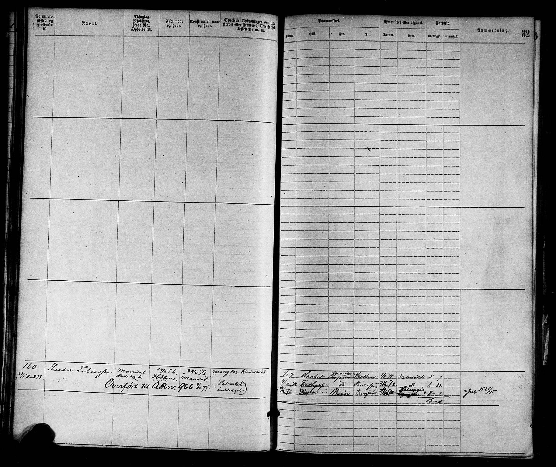 Mandal mønstringskrets, SAK/2031-0016/F/Fa/L0001: Annotasjonsrulle nr 1-1920 med register, L-3, 1869-1881, s. 60