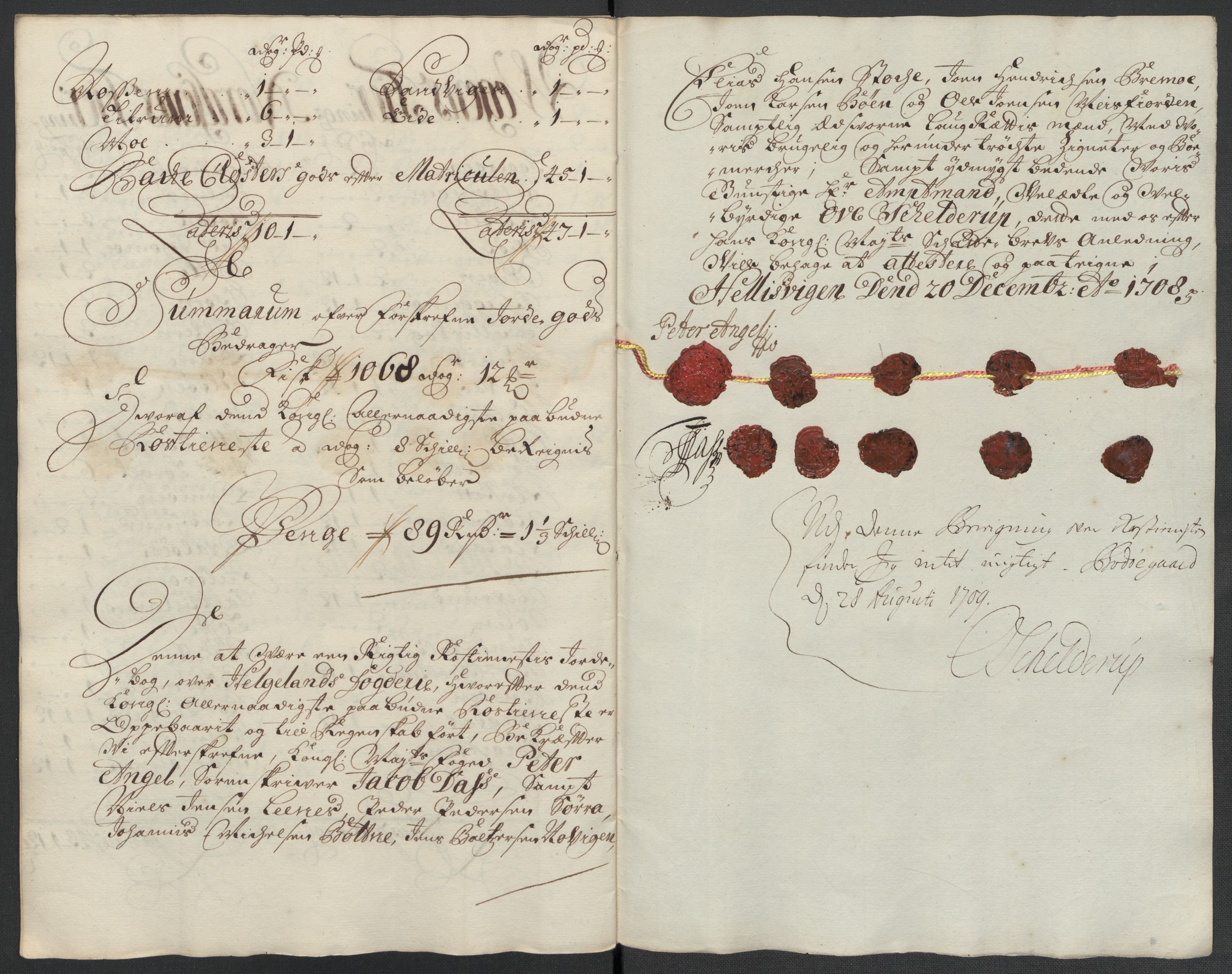 Rentekammeret inntil 1814, Reviderte regnskaper, Fogderegnskap, RA/EA-4092/R65/L4510: Fogderegnskap Helgeland, 1708-1709, s. 114