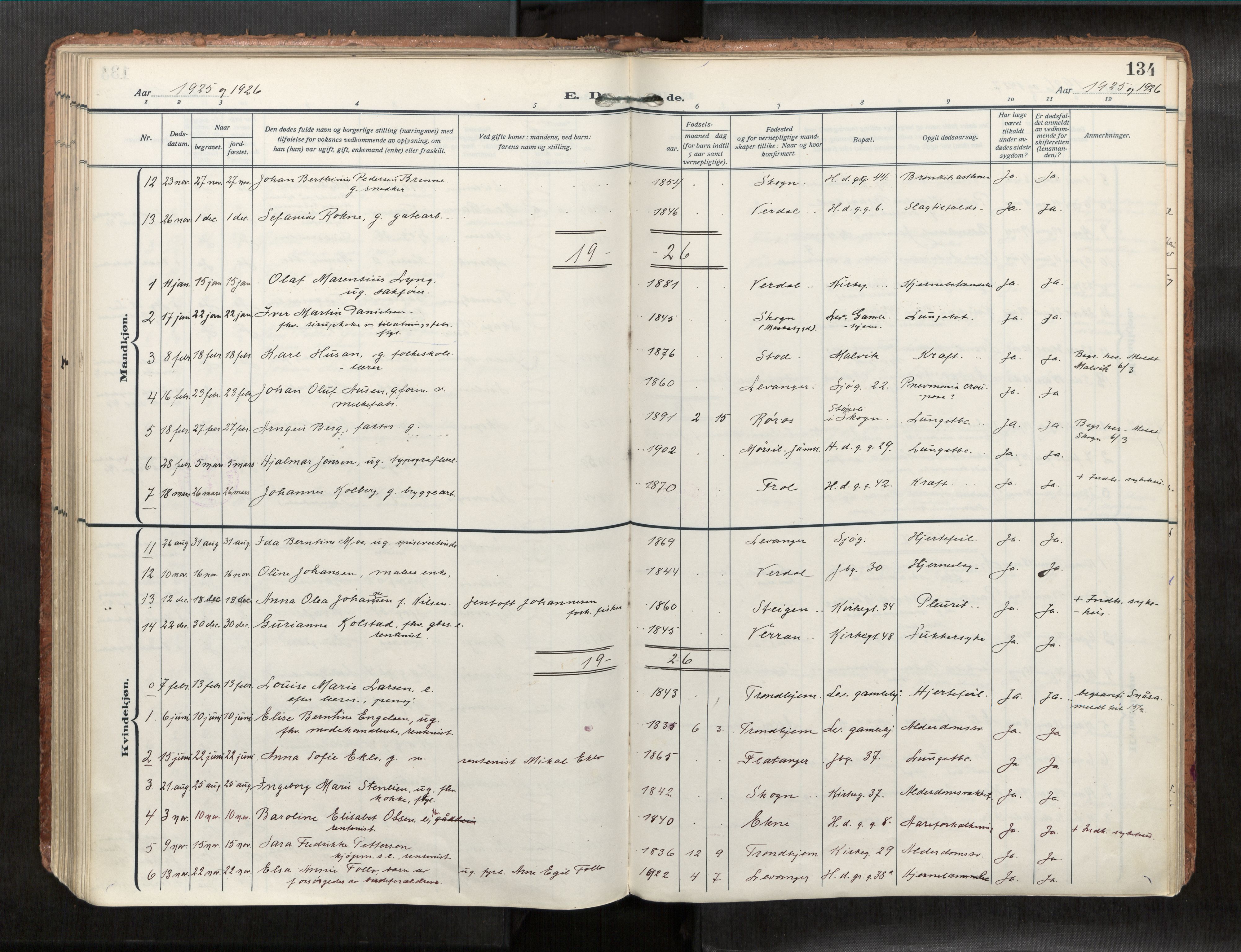 Levanger sokneprestkontor, AV/SAT-A-1301/2/H/Haa/L0001: Ministerialbok nr. 1, 1912-1932, s. 134