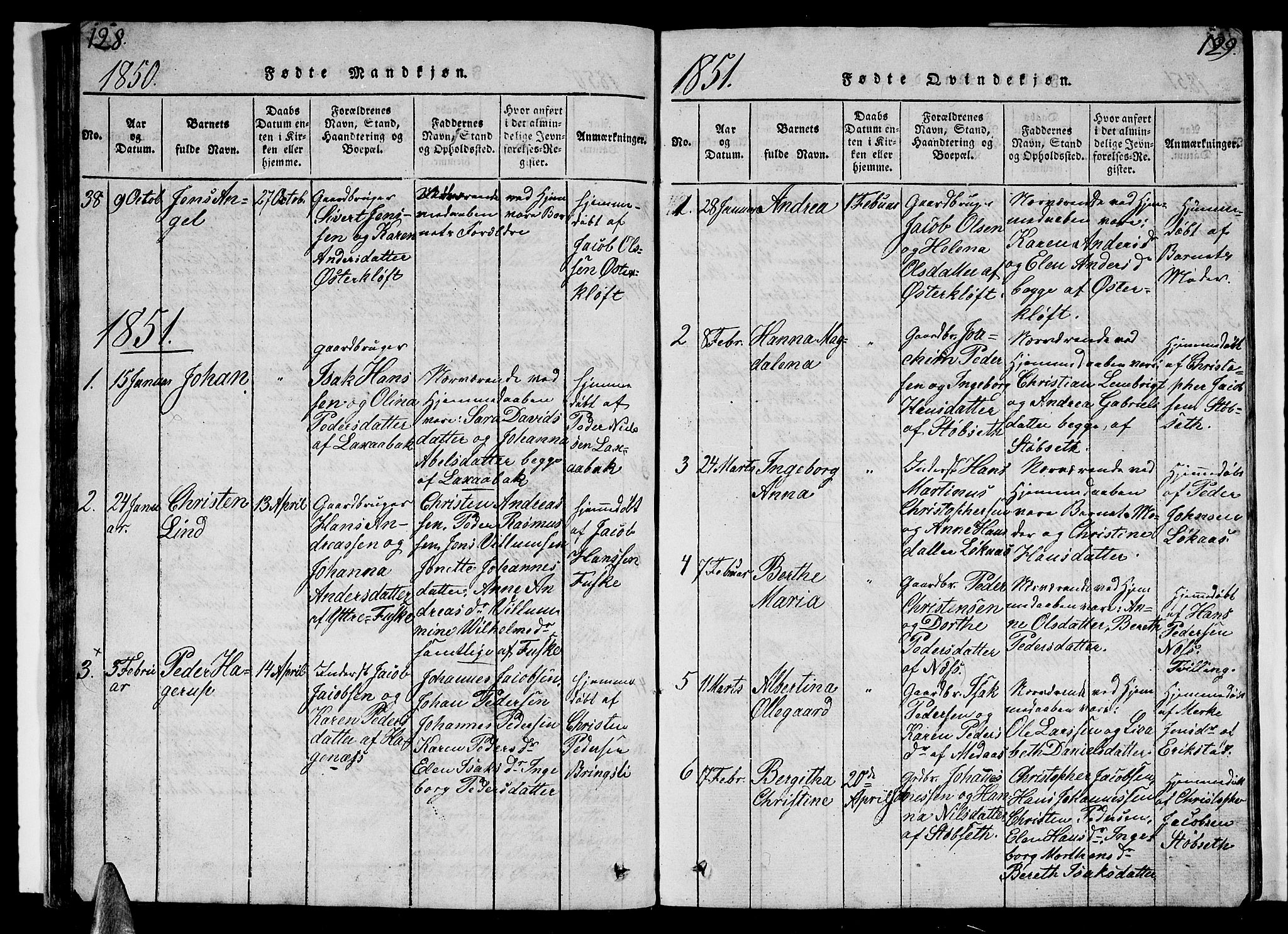 Ministerialprotokoller, klokkerbøker og fødselsregistre - Nordland, AV/SAT-A-1459/852/L0752: Klokkerbok nr. 852C03, 1840-1855, s. 128-129