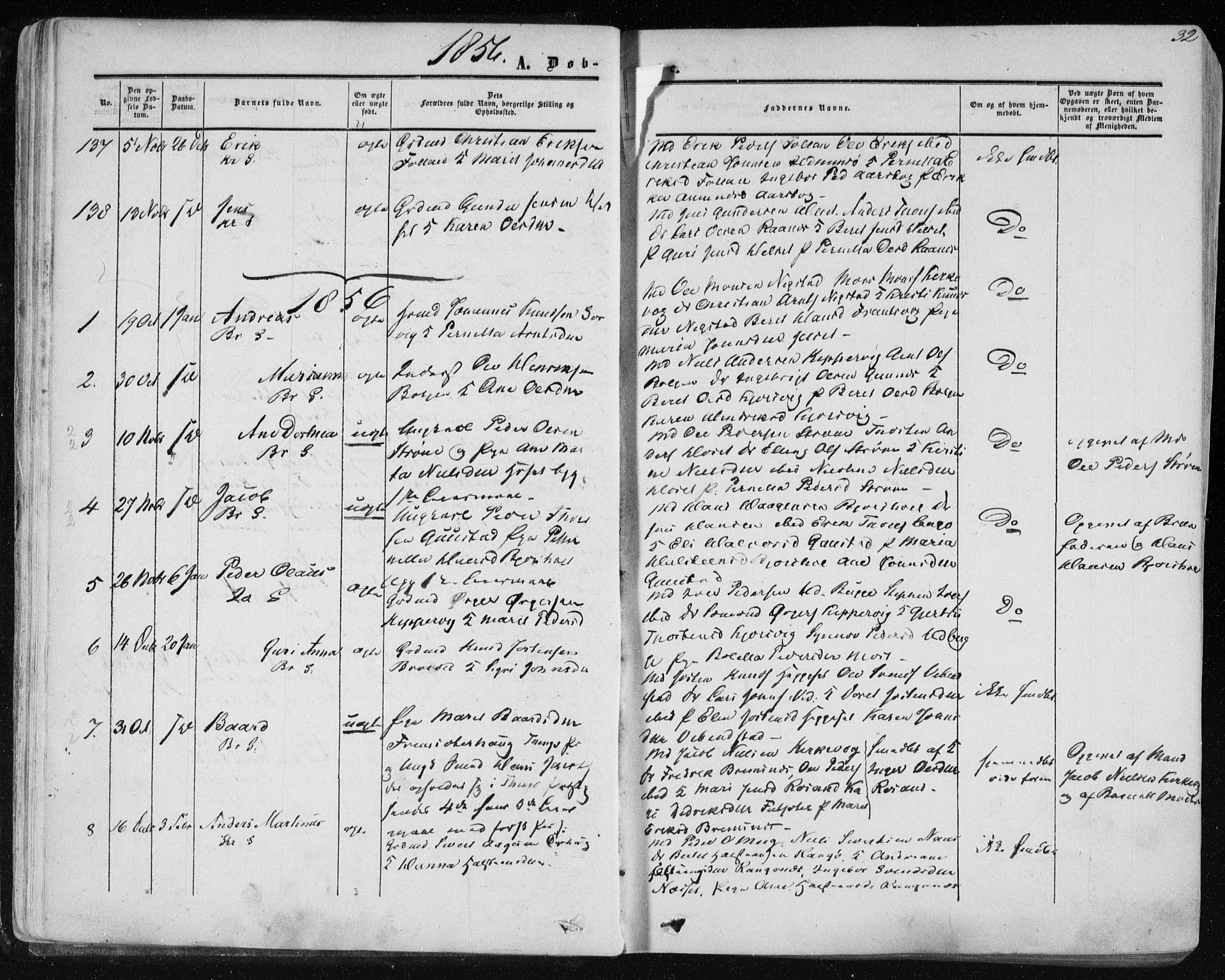 Ministerialprotokoller, klokkerbøker og fødselsregistre - Møre og Romsdal, AV/SAT-A-1454/568/L0804: Ministerialbok nr. 568A11, 1854-1868, s. 32