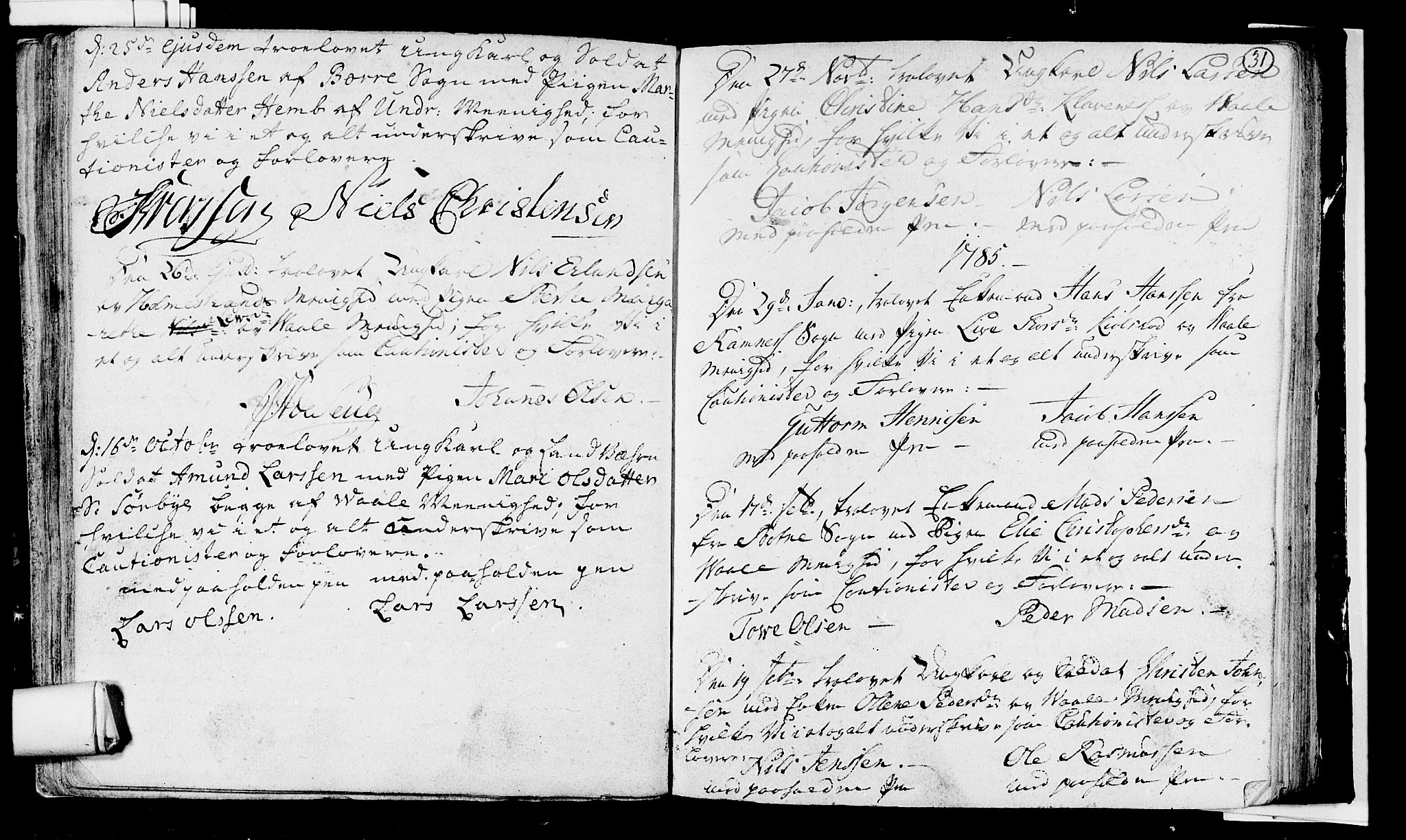 Våle kirkebøker, SAKO/A-334/H/Hb/L0002: Forlovererklæringer nr. 2, 1756-1799, s. 31