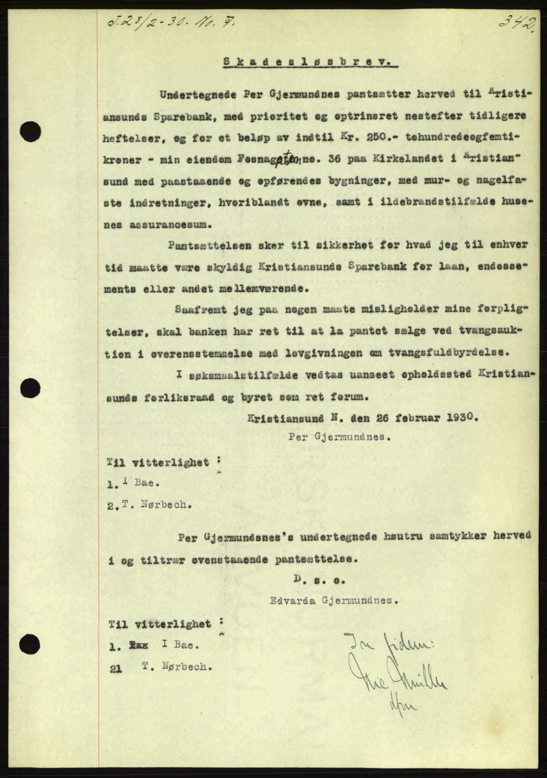 Kristiansund byfogd, AV/SAT-A-4587/A/27: Pantebok nr. 23, 1929-1930, Tingl.dato: 28.02.1930