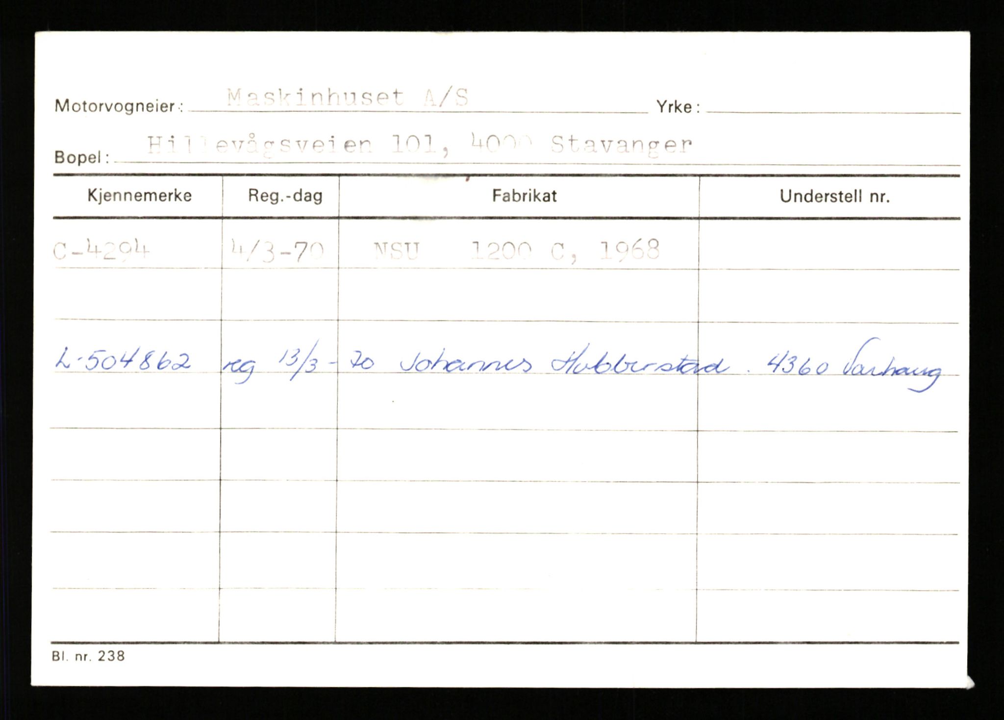 Stavanger trafikkstasjon, AV/SAST-A-101942/0/G/L0001: Registreringsnummer: 0 - 5782, 1930-1971, s. 2631