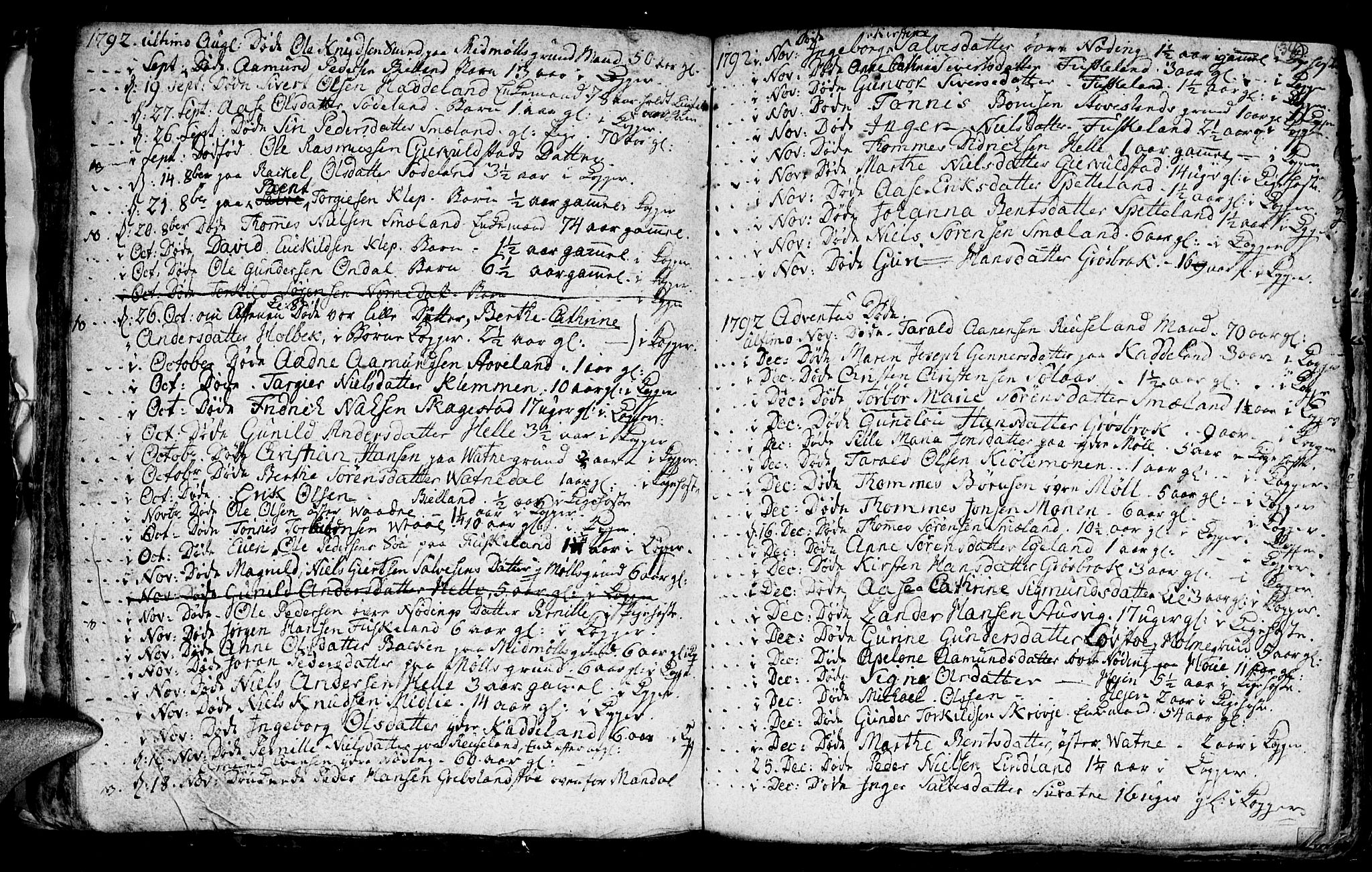 Holum sokneprestkontor, AV/SAK-1111-0022/F/Fb/Fba/L0001: Klokkerbok nr. B 1 /1, 1770-1820, s. 34