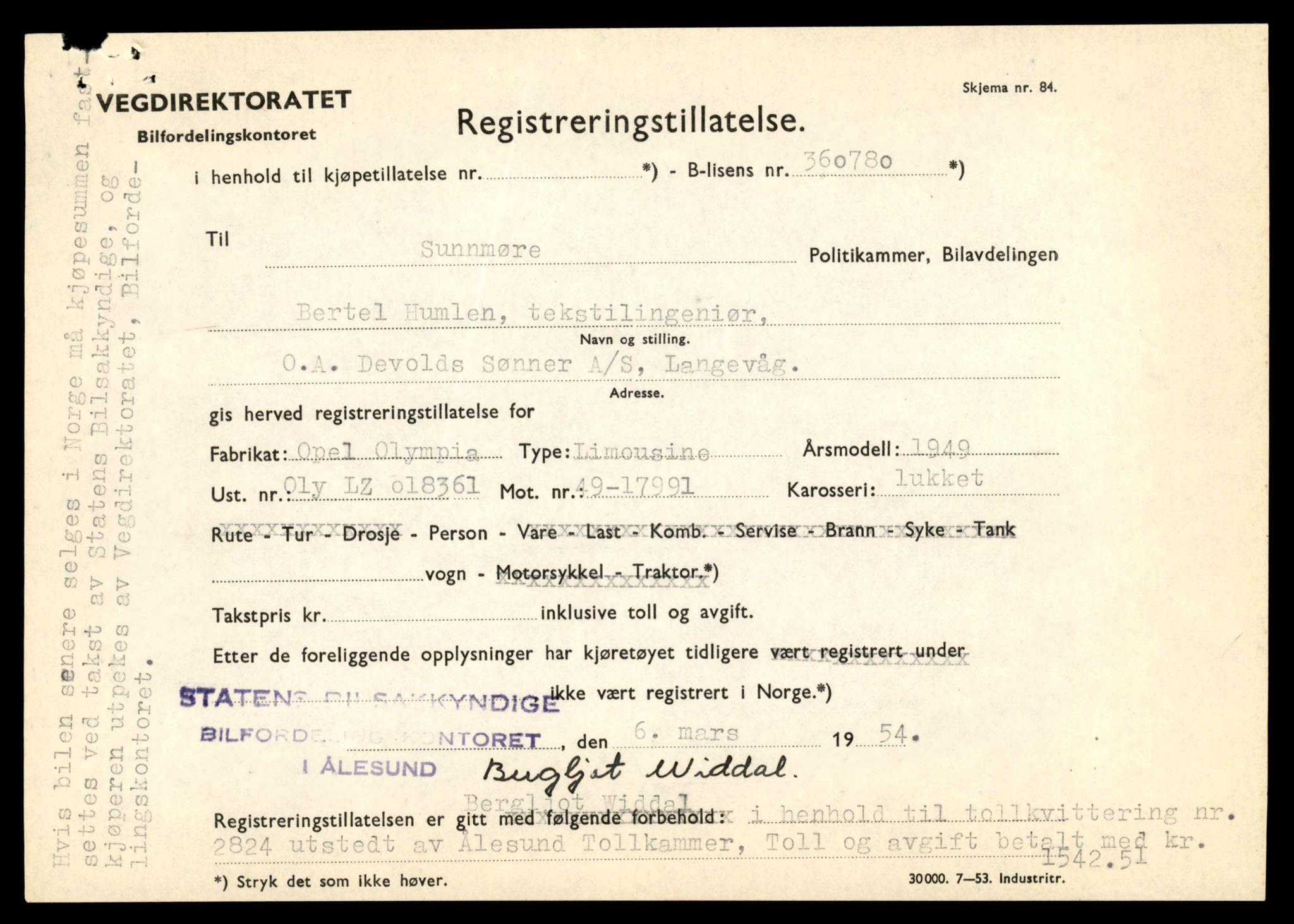 Møre og Romsdal vegkontor - Ålesund trafikkstasjon, AV/SAT-A-4099/F/Fe/L0045: Registreringskort for kjøretøy T 14320 - T 14444, 1927-1998, s. 1165