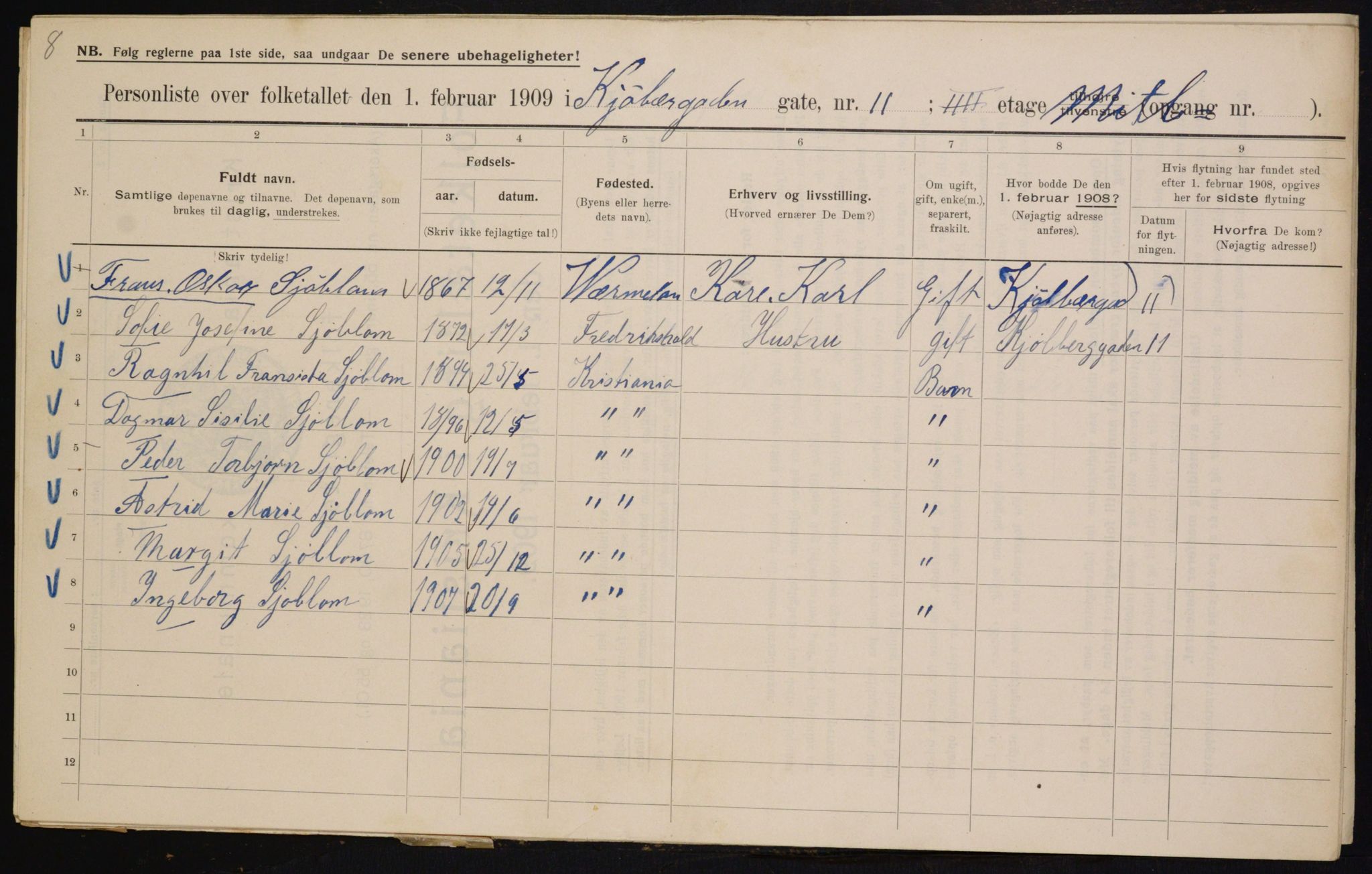 OBA, Kommunal folketelling 1.2.1909 for Kristiania kjøpstad, 1909, s. 47236