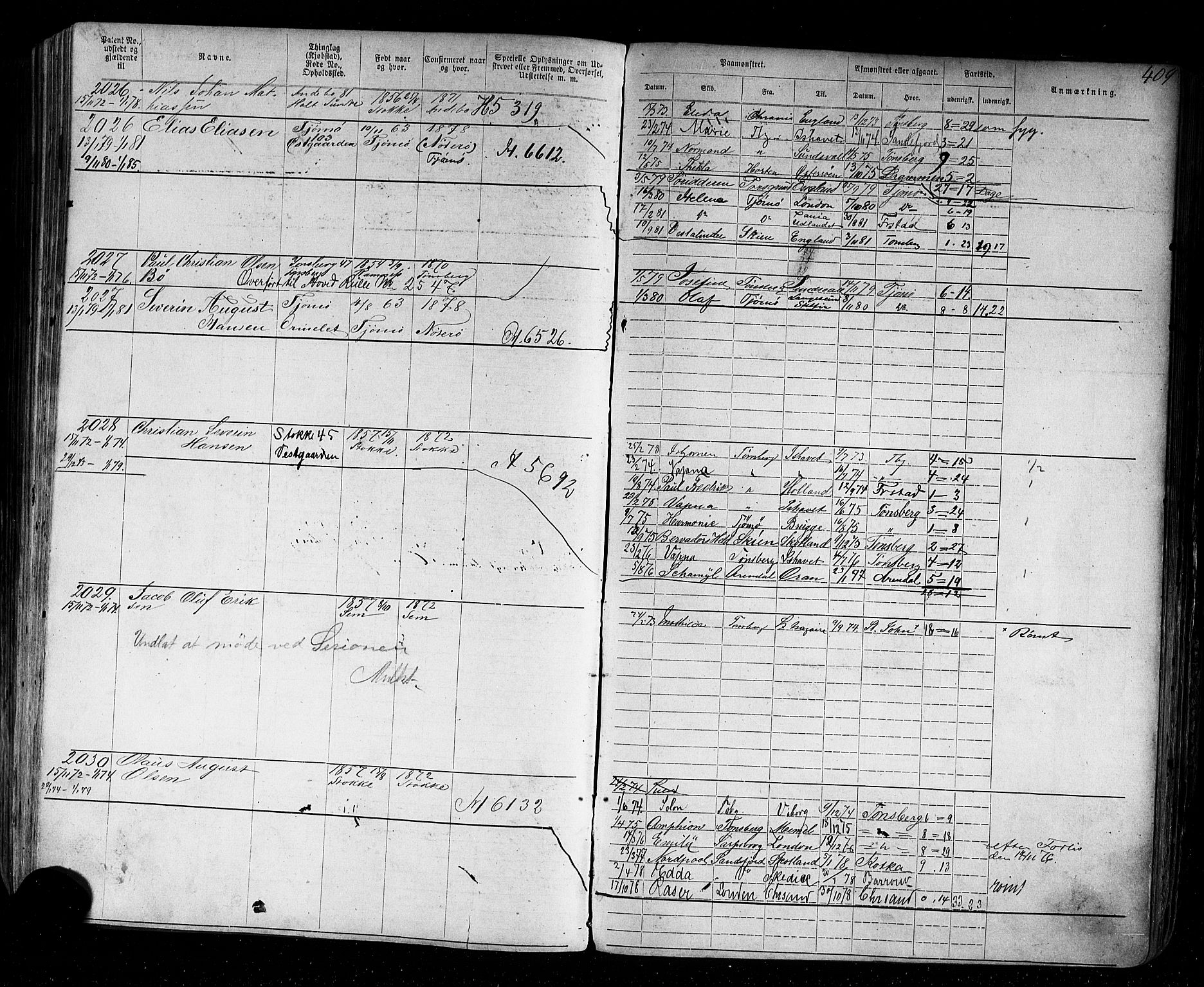 Tønsberg innrulleringskontor, SAKO/A-786/F/Fb/L0002: Annotasjonsrulle Patent nr. 1-2635, 1869-1877, s. 450