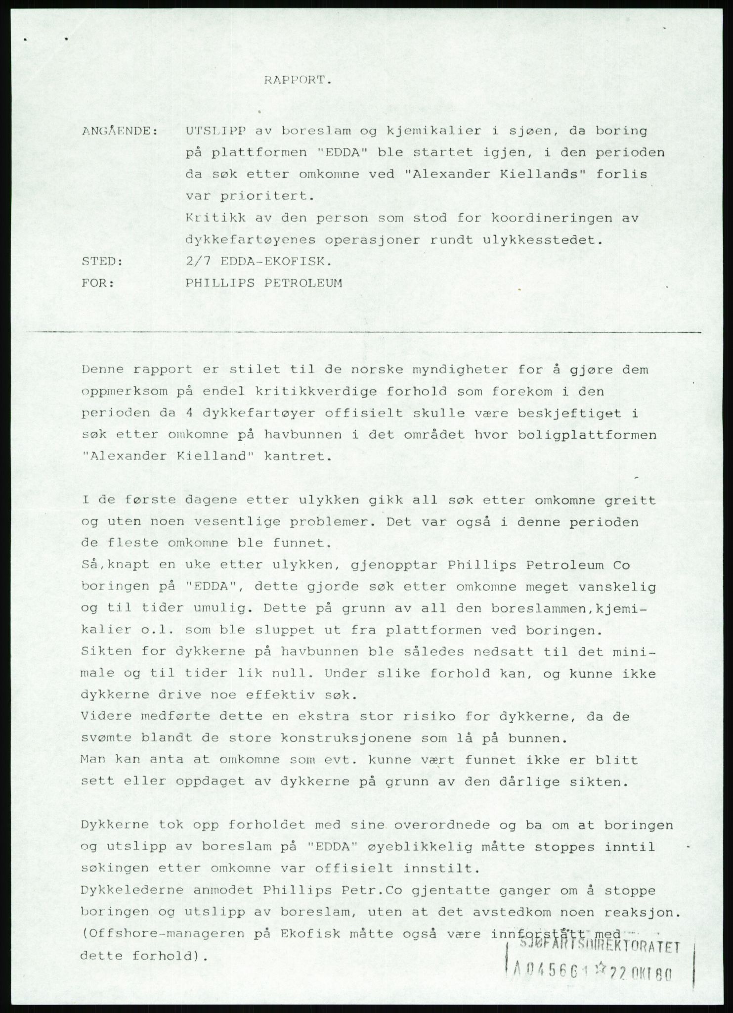 Justisdepartementet, Granskningskommisjonen ved Alexander Kielland-ulykken 27.3.1980, AV/RA-S-1165/D/L0007: B Stavanger Drilling A/S (Doku.liste + B1-B3 av av 4)/C Phillips Petroleum Company Norway (Doku.liste + C1-C12 av 12)/D Forex Neptune (Doku.liste + D1-D8 av 9), 1980-1981, s. 327