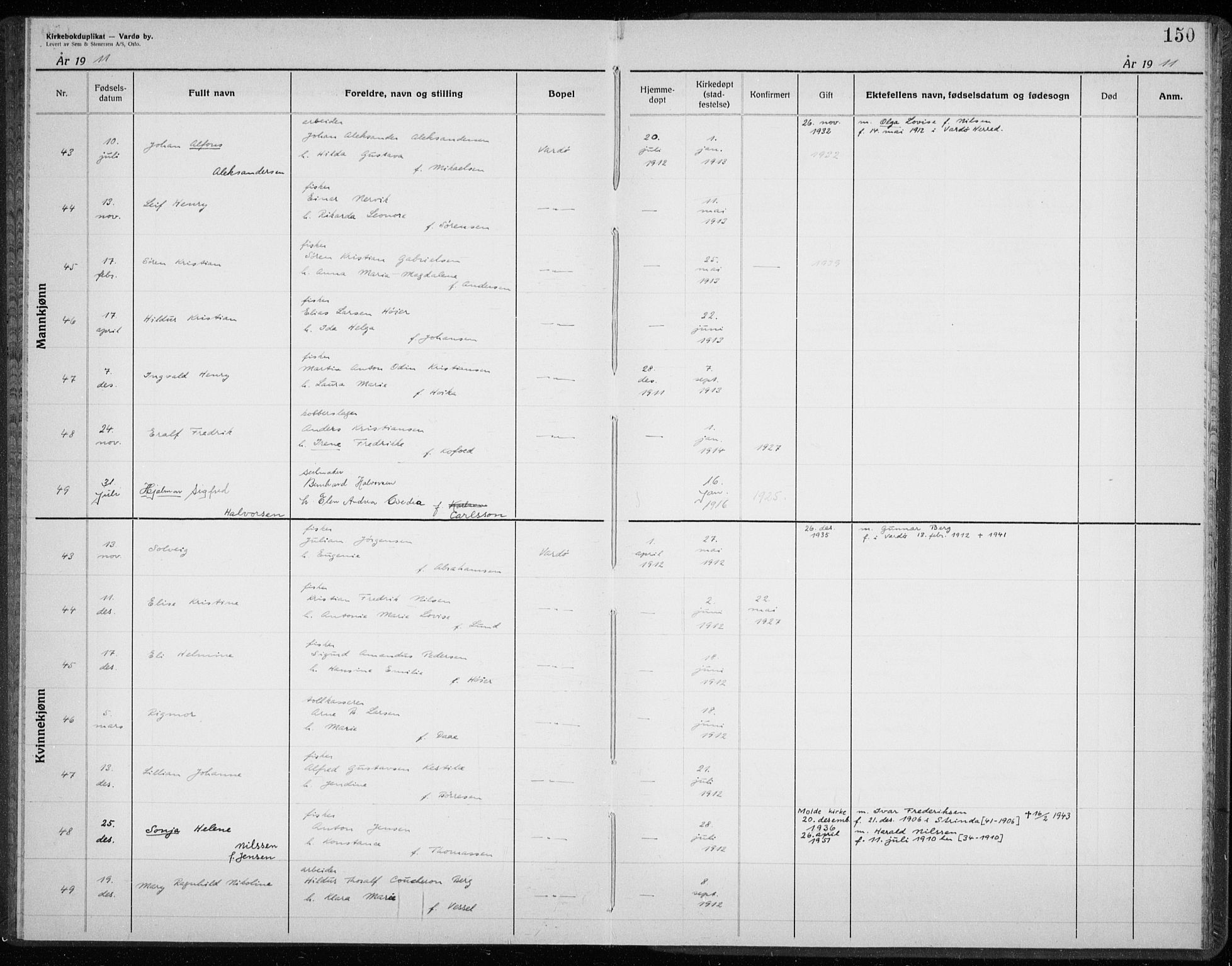 Vardø sokneprestkontor, AV/SATØ-S-1332/H/Hc/L0001kirkerekon: Annen kirkebok nr. 1, 1900-1914, s. 150