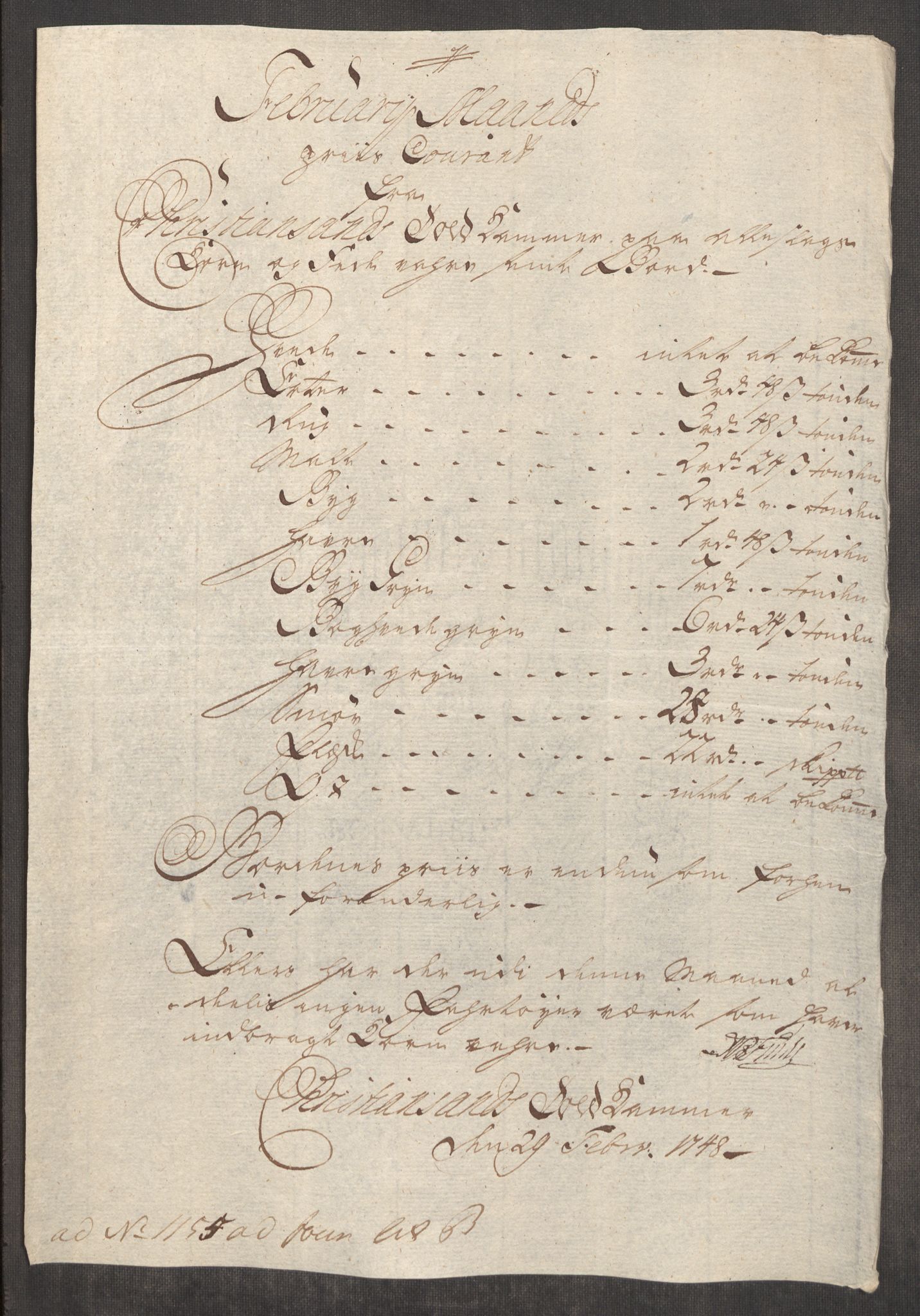 Rentekammeret inntil 1814, Realistisk ordnet avdeling, RA/EA-4070/Oe/L0003: [Ø1]: Priskuranter, 1745-1748, s. 839