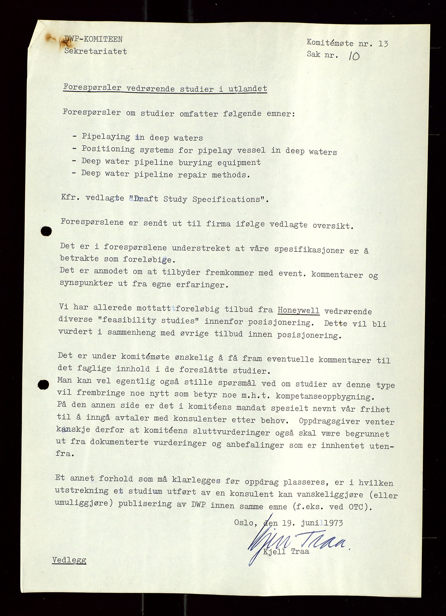 Industridepartementet, Oljekontoret, AV/SAST-A-101348/Di/L0004: DWP, møter, komite`møter, 761 forskning/teknologi, 1972-1975, s. 98