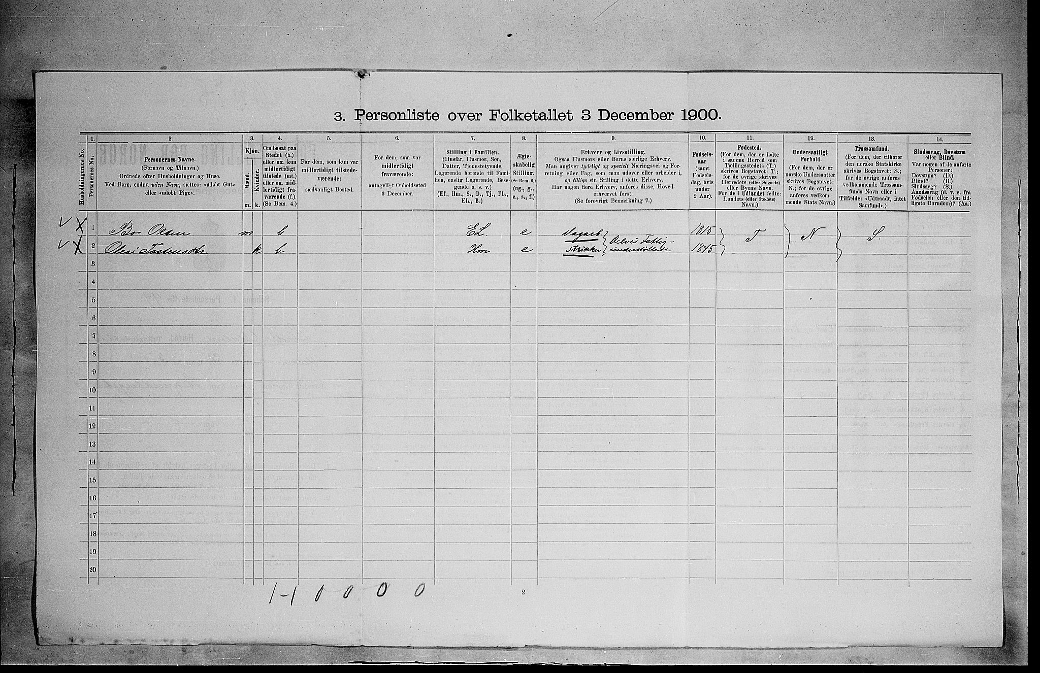 SAH, Folketelling 1900 for 0419 Sør-Odal herred, 1900, s. 1949