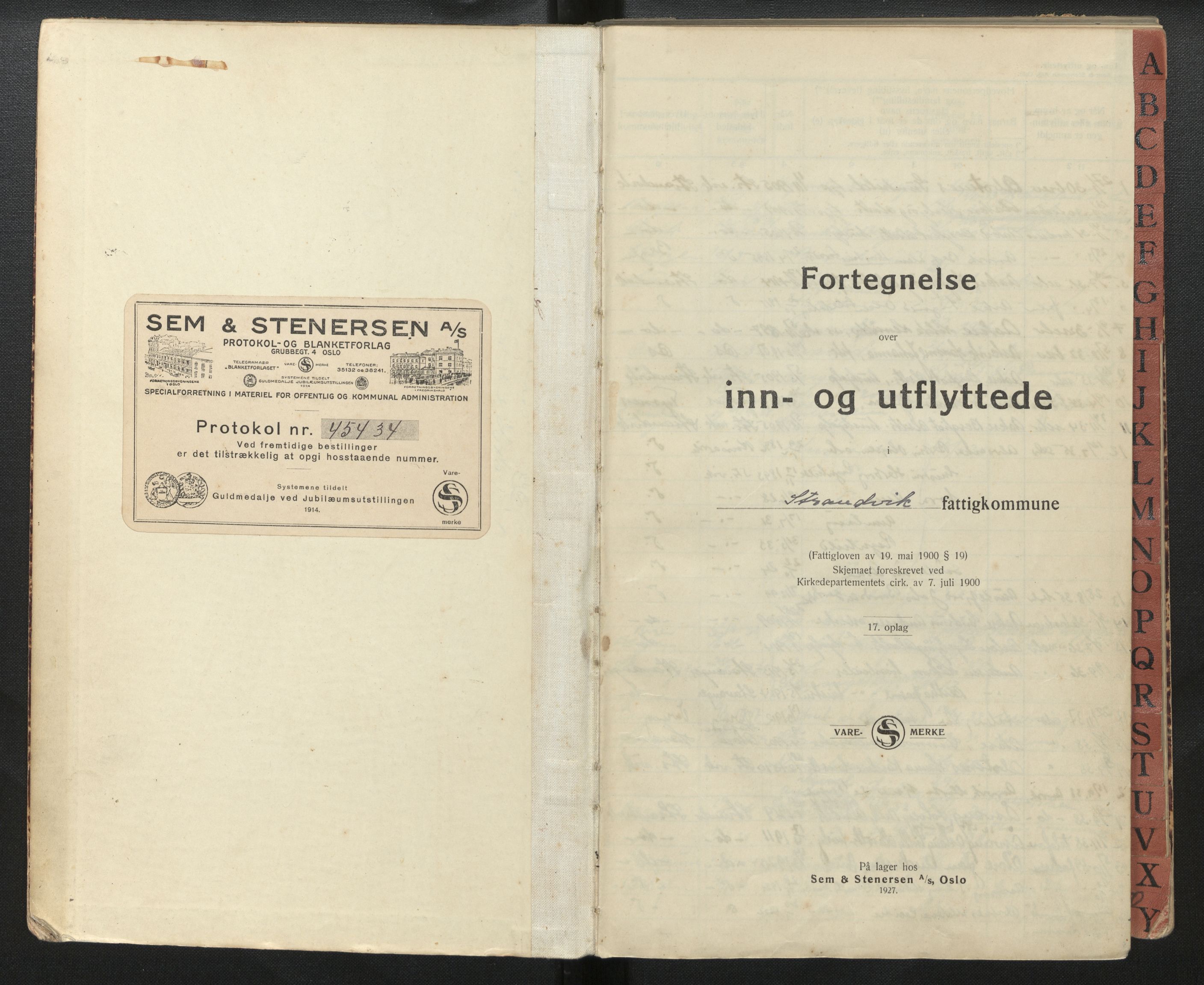 Lensmannen i Fusa, AV/SAB-A-32401/1/0020/L0001: Protokoll over inn- og utflytte, 1928-1943