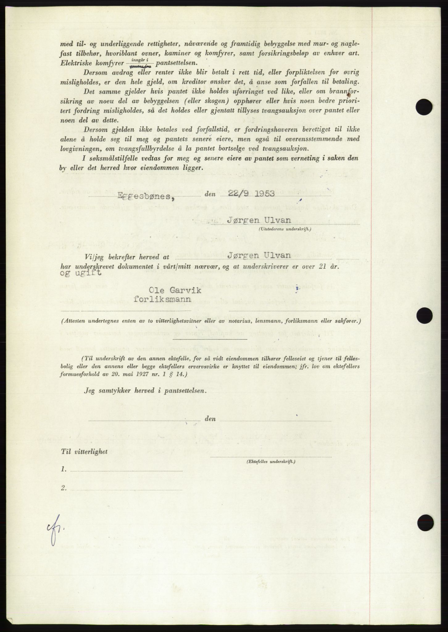 Søre Sunnmøre sorenskriveri, AV/SAT-A-4122/1/2/2C/L0124: Pantebok nr. 12B, 1953-1954, Dagboknr: 2351/1953