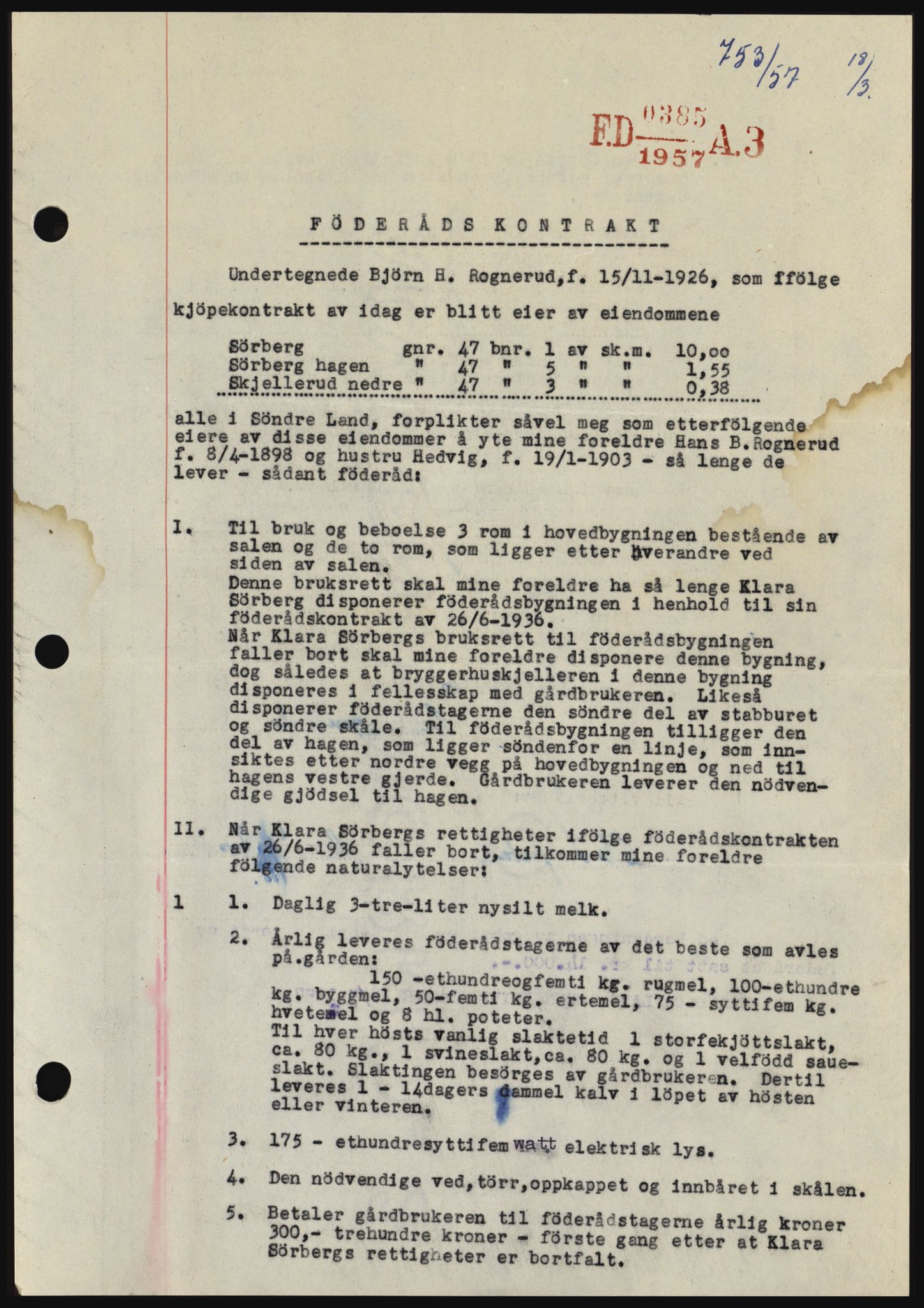 Hadeland og Land tingrett, SAH/TING-010/H/Hb/Hbc/L0035: Pantebok nr. B35, 1956-1957, Dagboknr: 753/1957