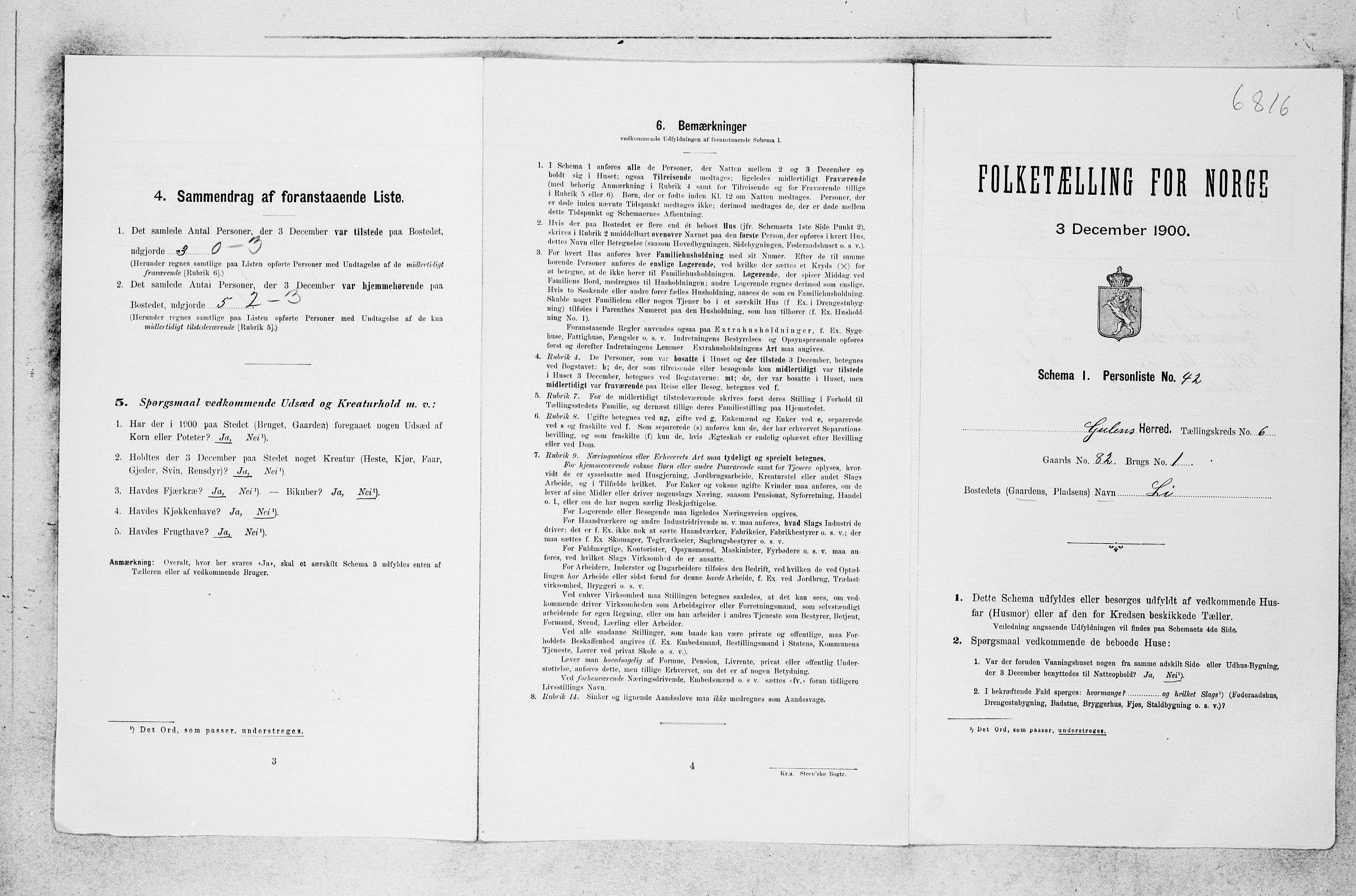 SAB, Folketelling 1900 for 1411 Gulen herred, 1900, s. 699