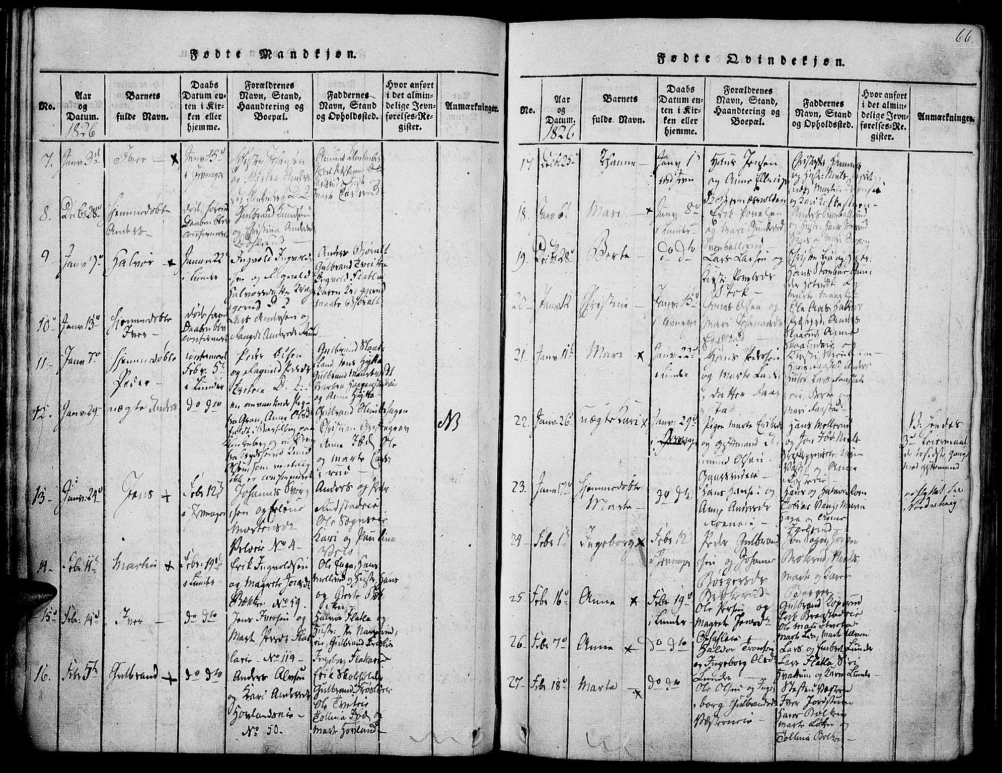 Jevnaker prestekontor, AV/SAH-PREST-116/H/Ha/Haa/L0005: Ministerialbok nr. 5, 1815-1837, s. 66