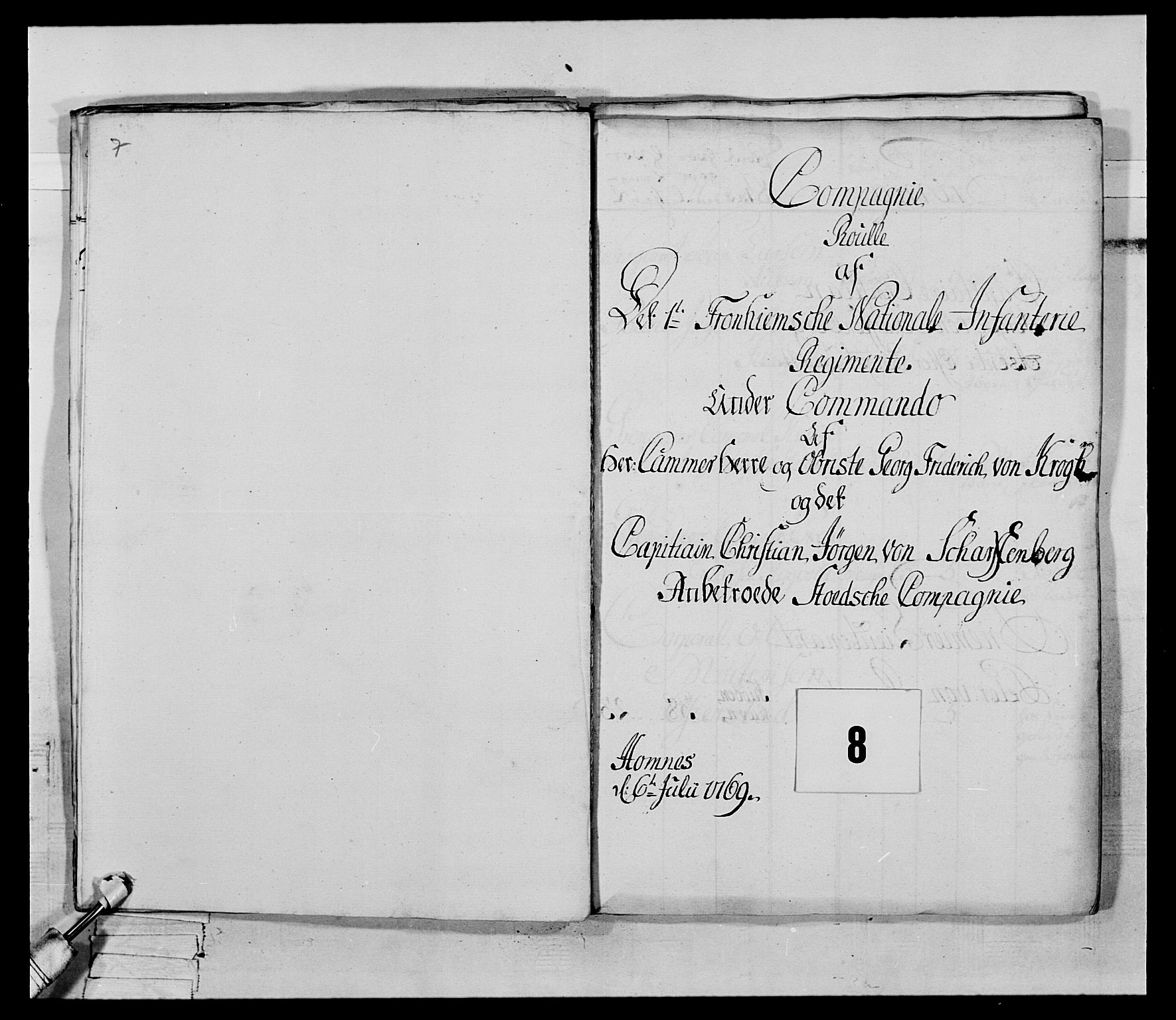 Generalitets- og kommissariatskollegiet, Det kongelige norske kommissariatskollegium, RA/EA-5420/E/Eh/L0070: 1. Trondheimske nasjonale infanteriregiment, 1764-1769, s. 33