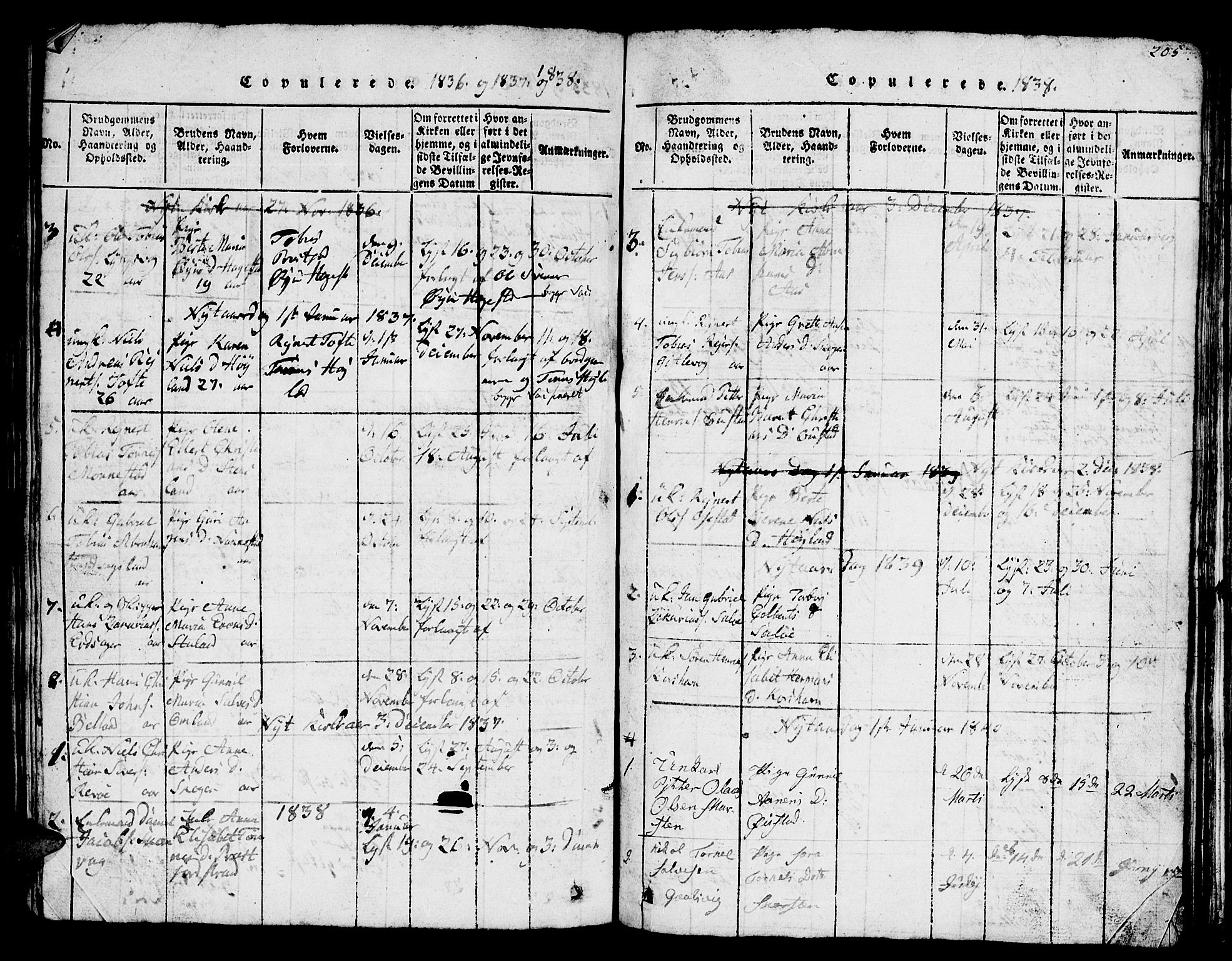 Lyngdal sokneprestkontor, AV/SAK-1111-0029/F/Fb/Fba/L0001: Klokkerbok nr. B 1, 1816-1876, s. 205