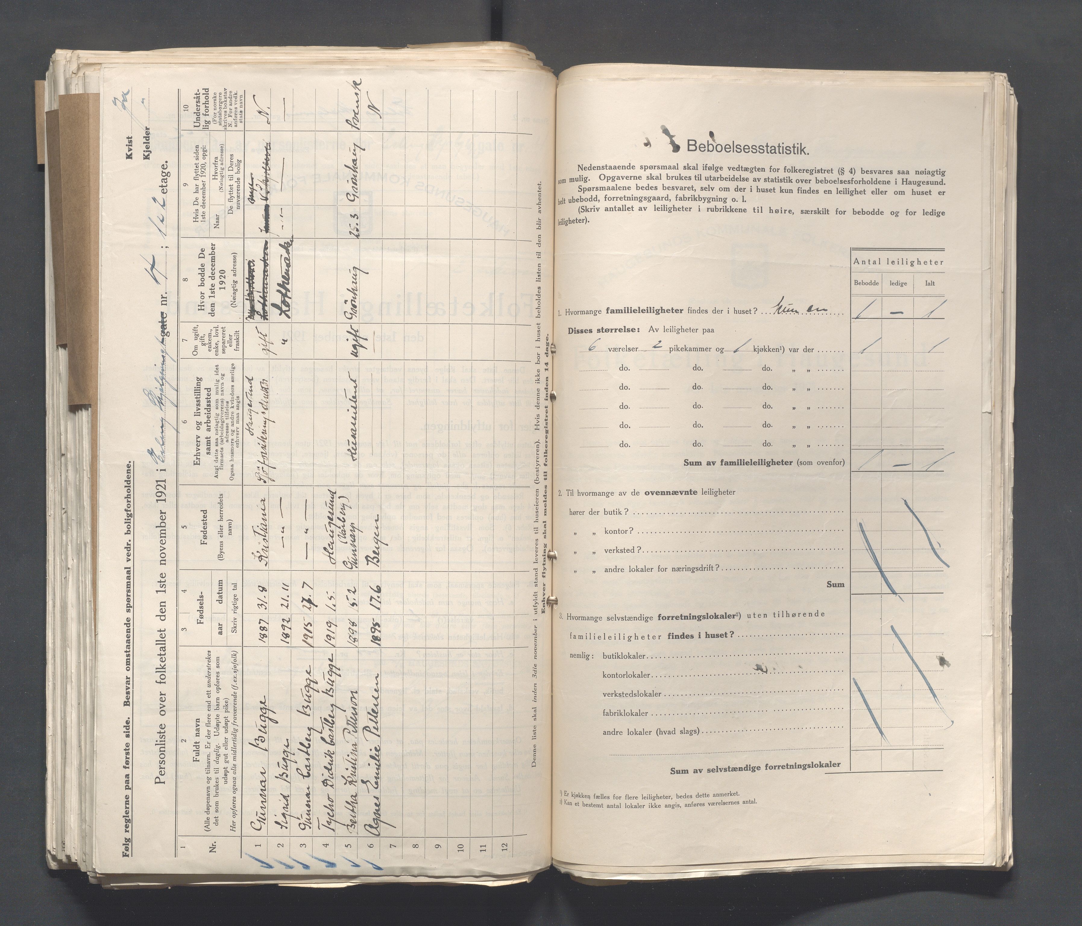 IKAR, Kommunal folketelling 1.11.1921 for Haugesund, 1921, s. 700