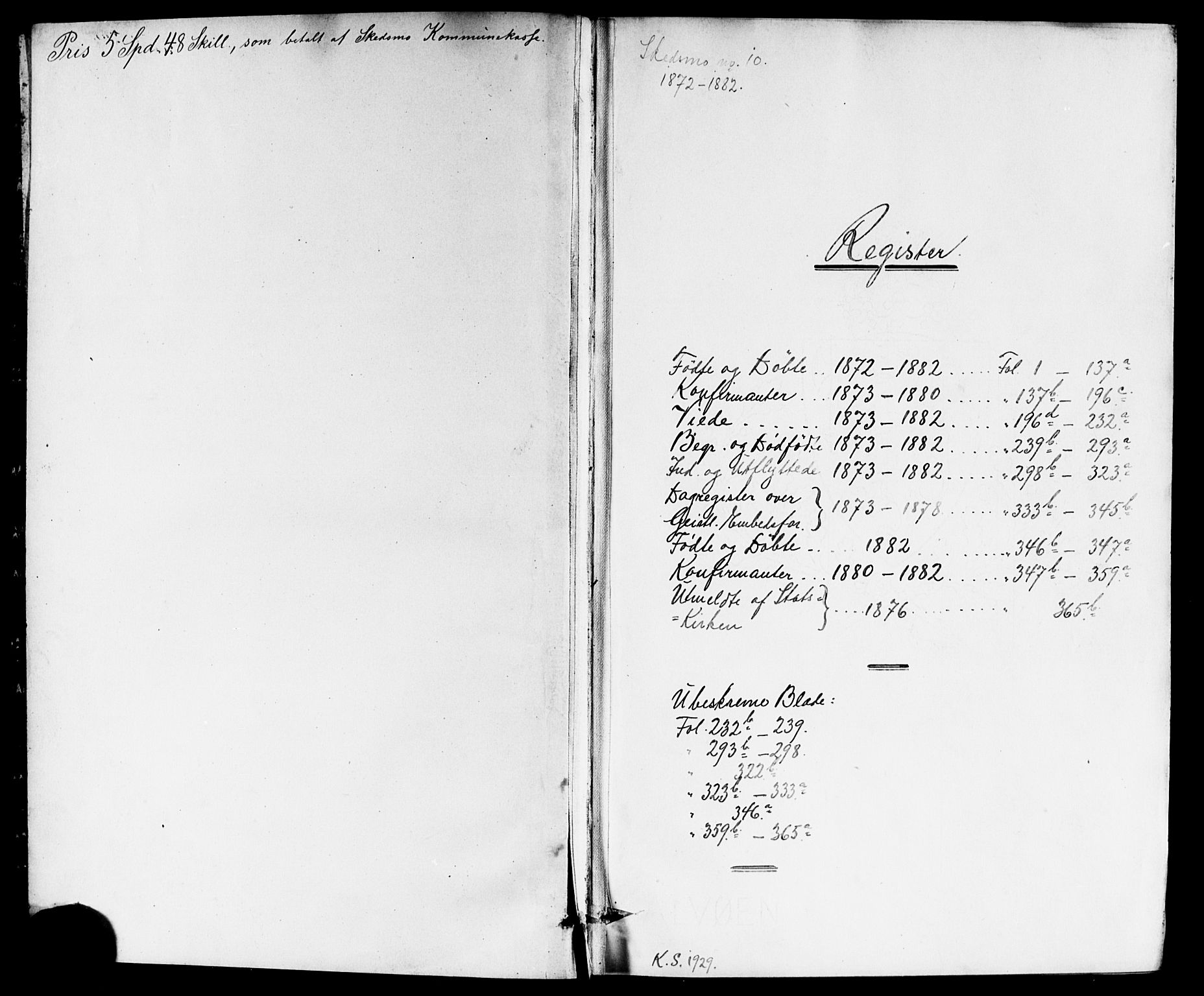 Skedsmo prestekontor Kirkebøker, SAO/A-10033a/G/Ga/L0003: Klokkerbok nr. I 3, 1873-1882