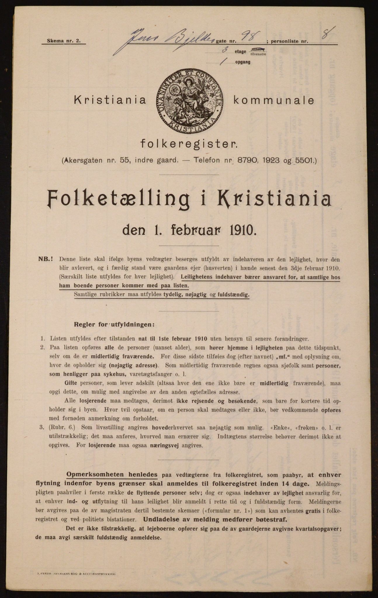 OBA, Kommunal folketelling 1.2.1910 for Kristiania, 1910, s. 45469