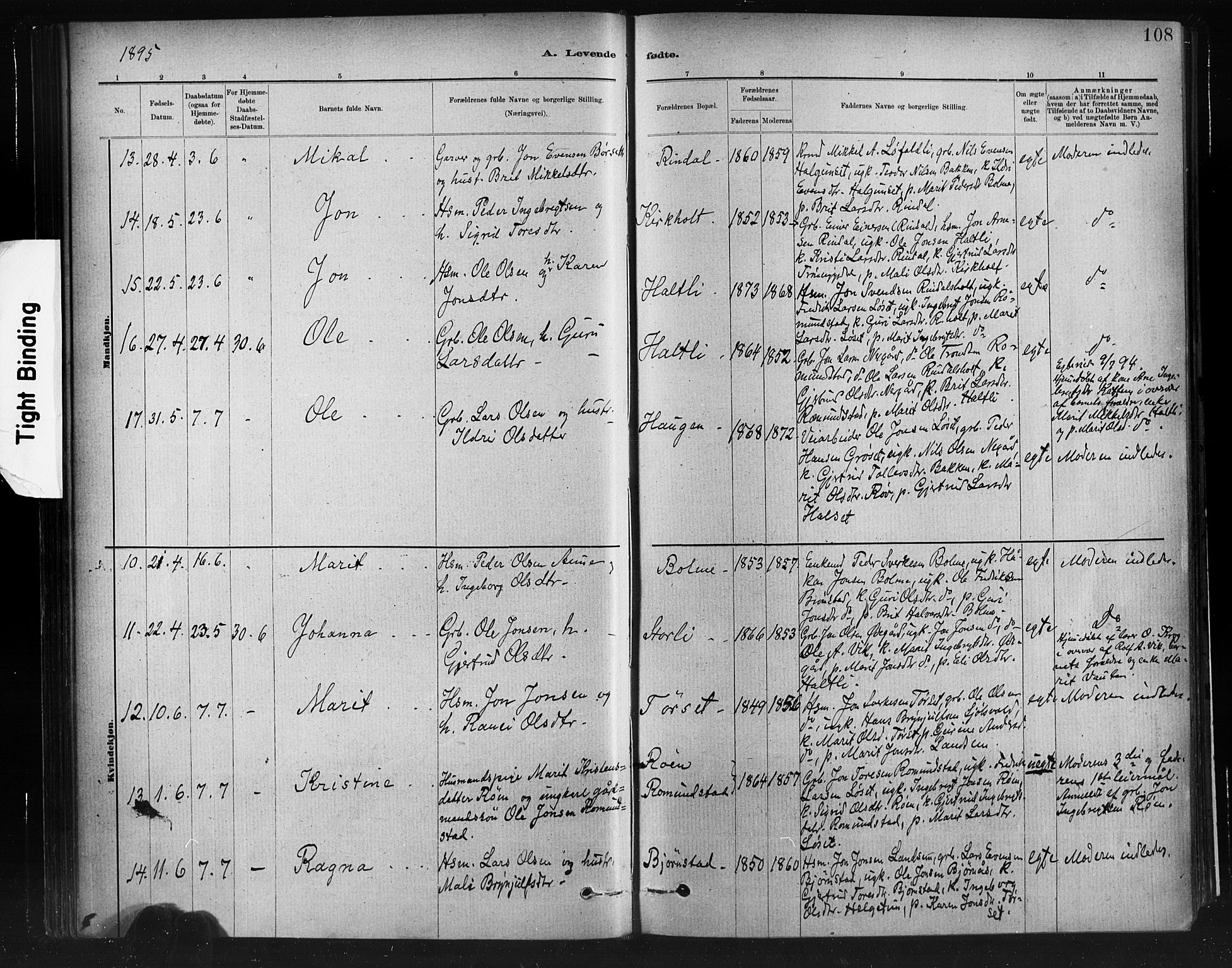 Ministerialprotokoller, klokkerbøker og fødselsregistre - Møre og Romsdal, SAT/A-1454/598/L1069: Ministerialbok nr. 598A03, 1882-1895, s. 108