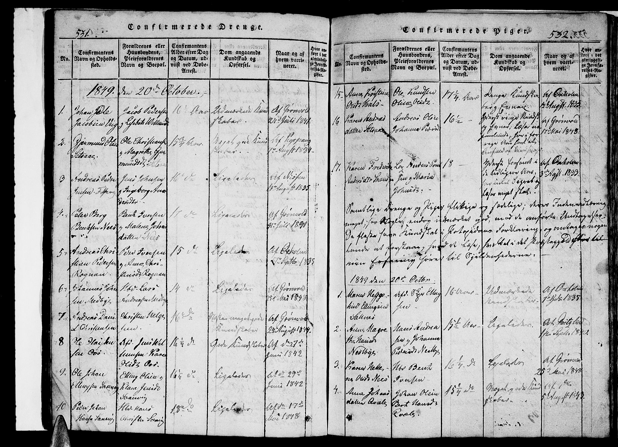Ministerialprotokoller, klokkerbøker og fødselsregistre - Nordland, SAT/A-1459/847/L0676: Klokkerbok nr. 847C04, 1821-1853, s. 531-532