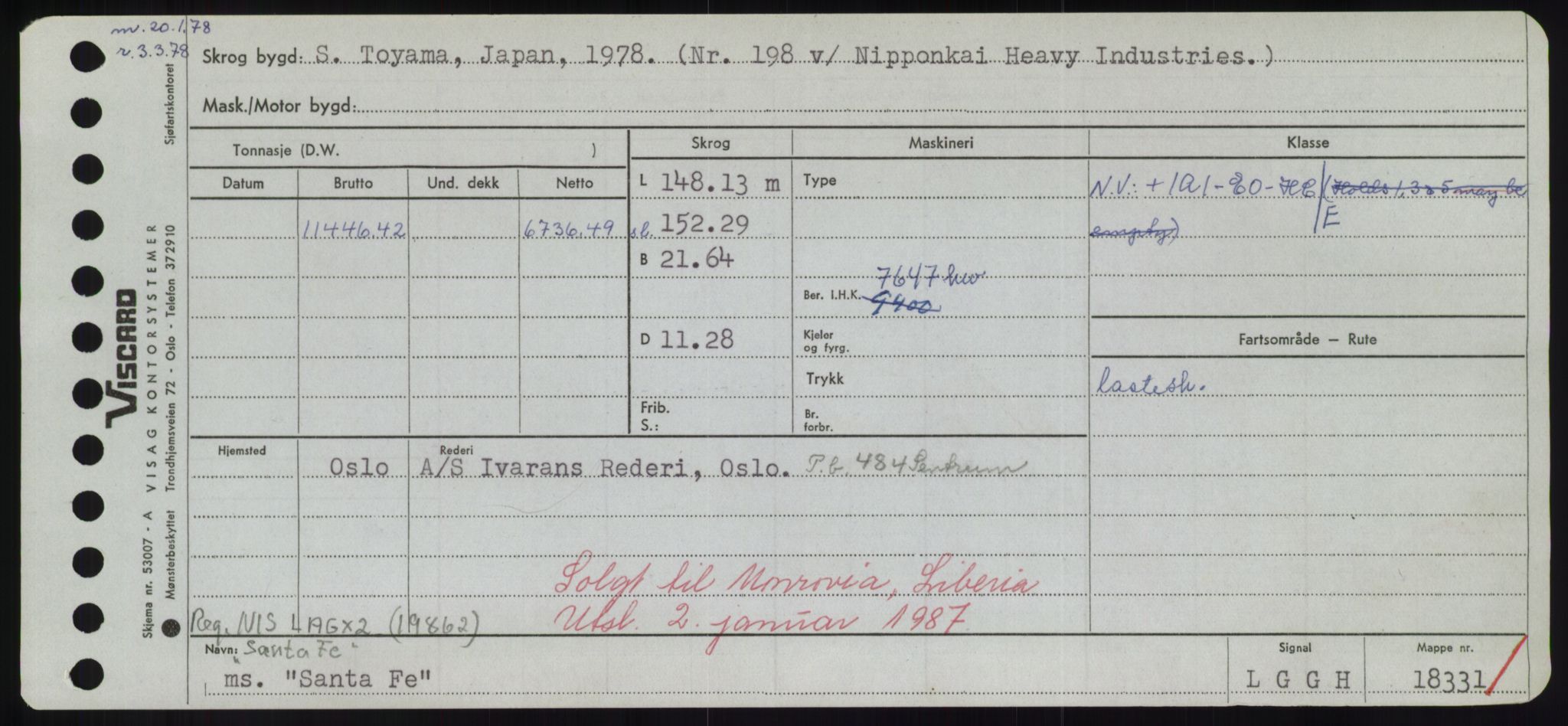 Sjøfartsdirektoratet med forløpere, Skipsmålingen, AV/RA-S-1627/H/Hd/L0032: Fartøy, San-Seve, s. 151