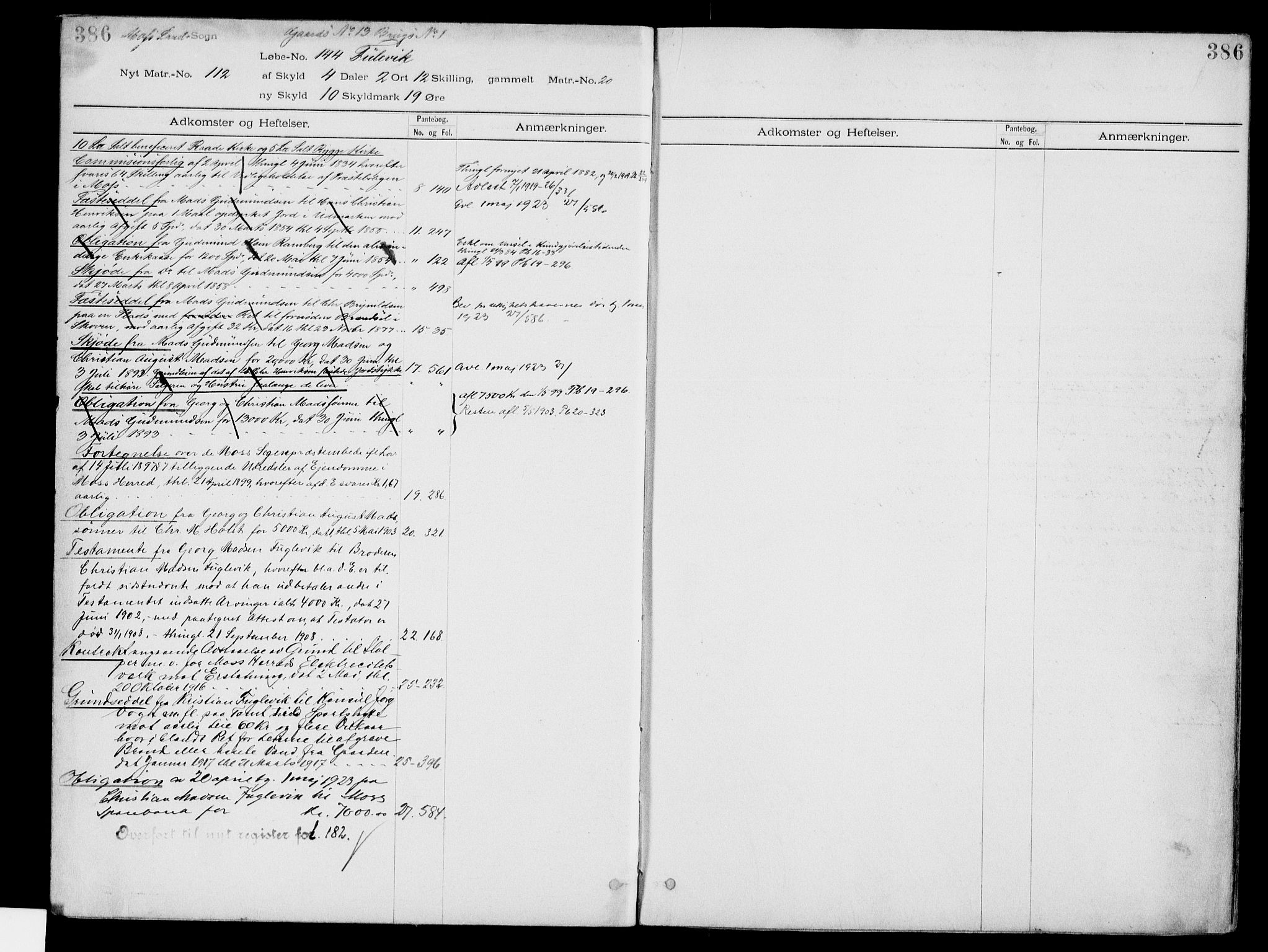 Moss sorenskriveri, SAO/A-10168: Panteregister nr. IV 3b, 1769-1926, s. 386