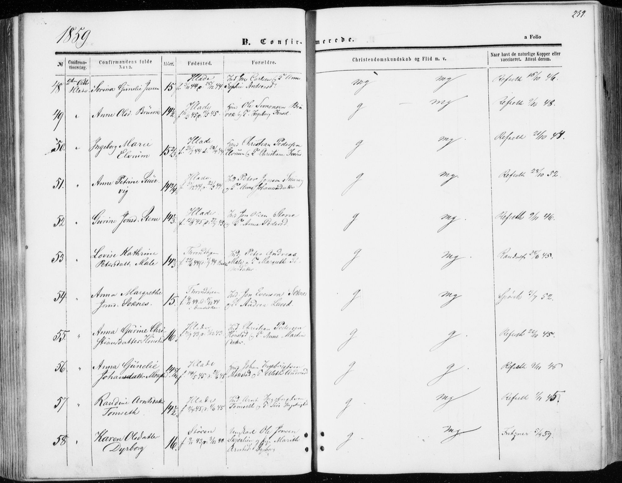 Ministerialprotokoller, klokkerbøker og fødselsregistre - Sør-Trøndelag, SAT/A-1456/606/L0292: Ministerialbok nr. 606A07, 1856-1865, s. 239
