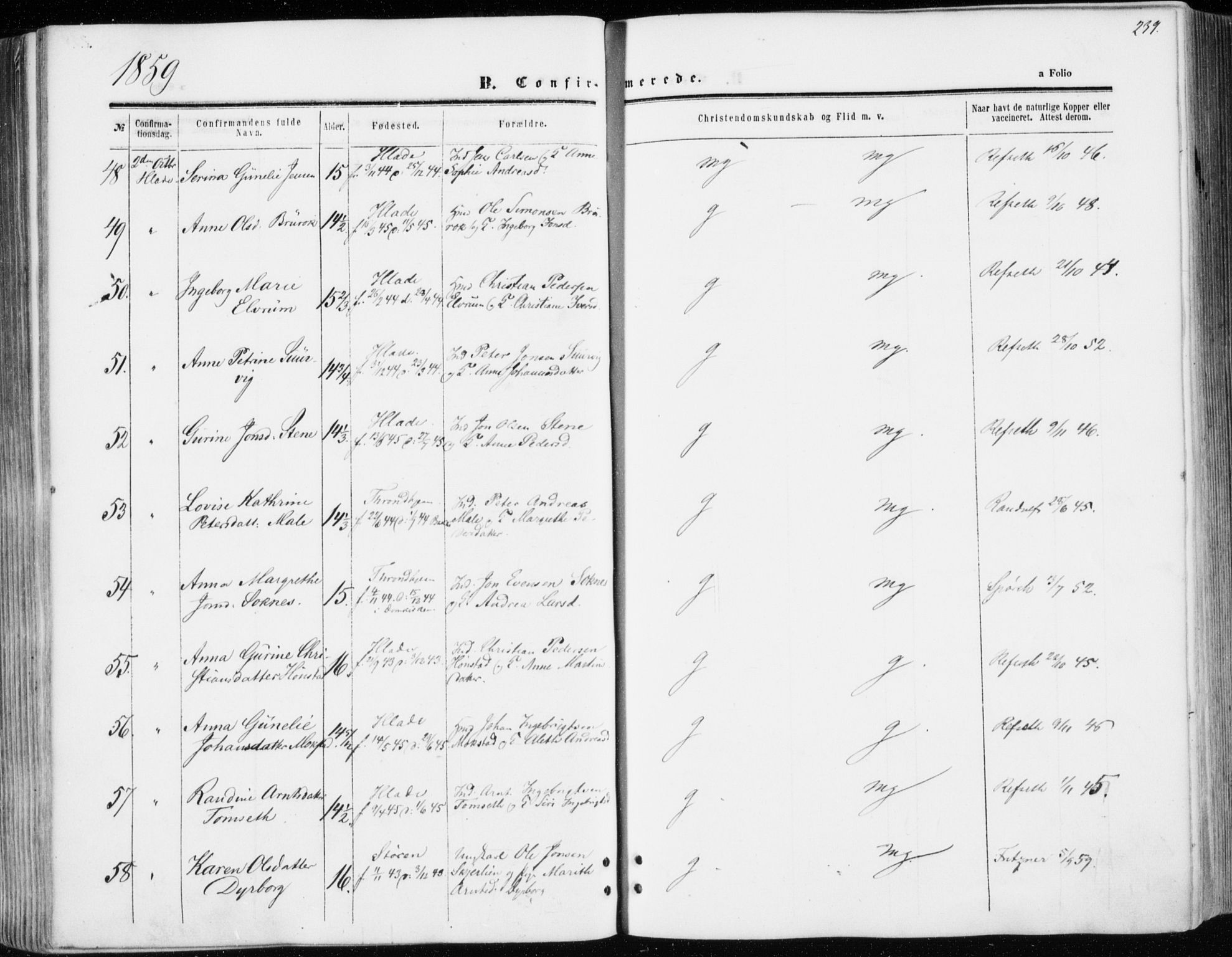 Ministerialprotokoller, klokkerbøker og fødselsregistre - Sør-Trøndelag, AV/SAT-A-1456/606/L0292: Ministerialbok nr. 606A07, 1856-1865, s. 239