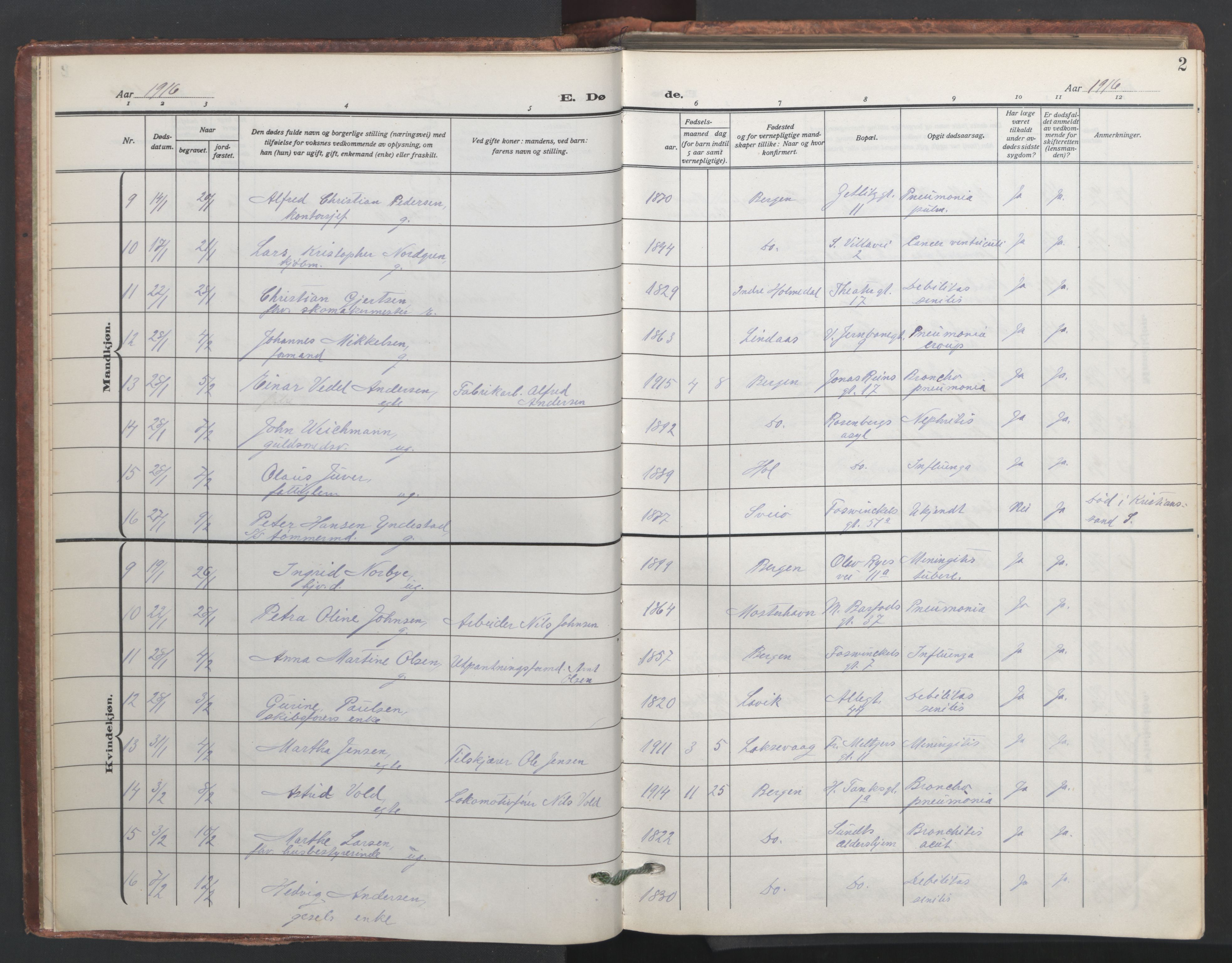 Johanneskirken sokneprestembete, AV/SAB-A-76001/H/Hab: Klokkerbok nr. D 2, 1916-1950, s. 1b-2a