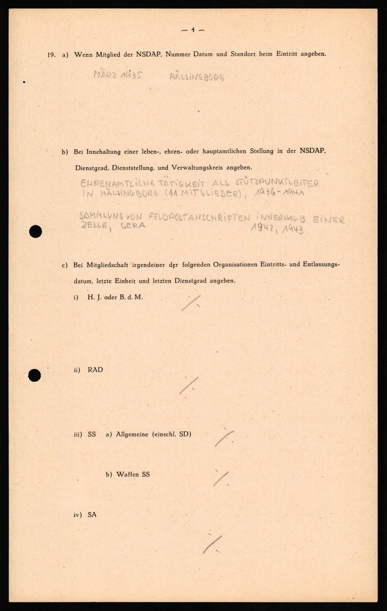 Forsvaret, Forsvarets overkommando II, RA/RAFA-3915/D/Db/L0017: CI Questionaires. Tyske okkupasjonsstyrker i Norge. Tyskere., 1945-1946, s. 165