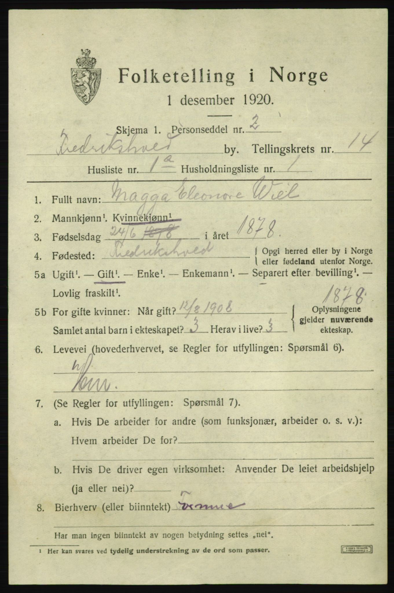 SAO, Folketelling 1920 for 0101 Fredrikshald kjøpstad, 1920, s. 22147