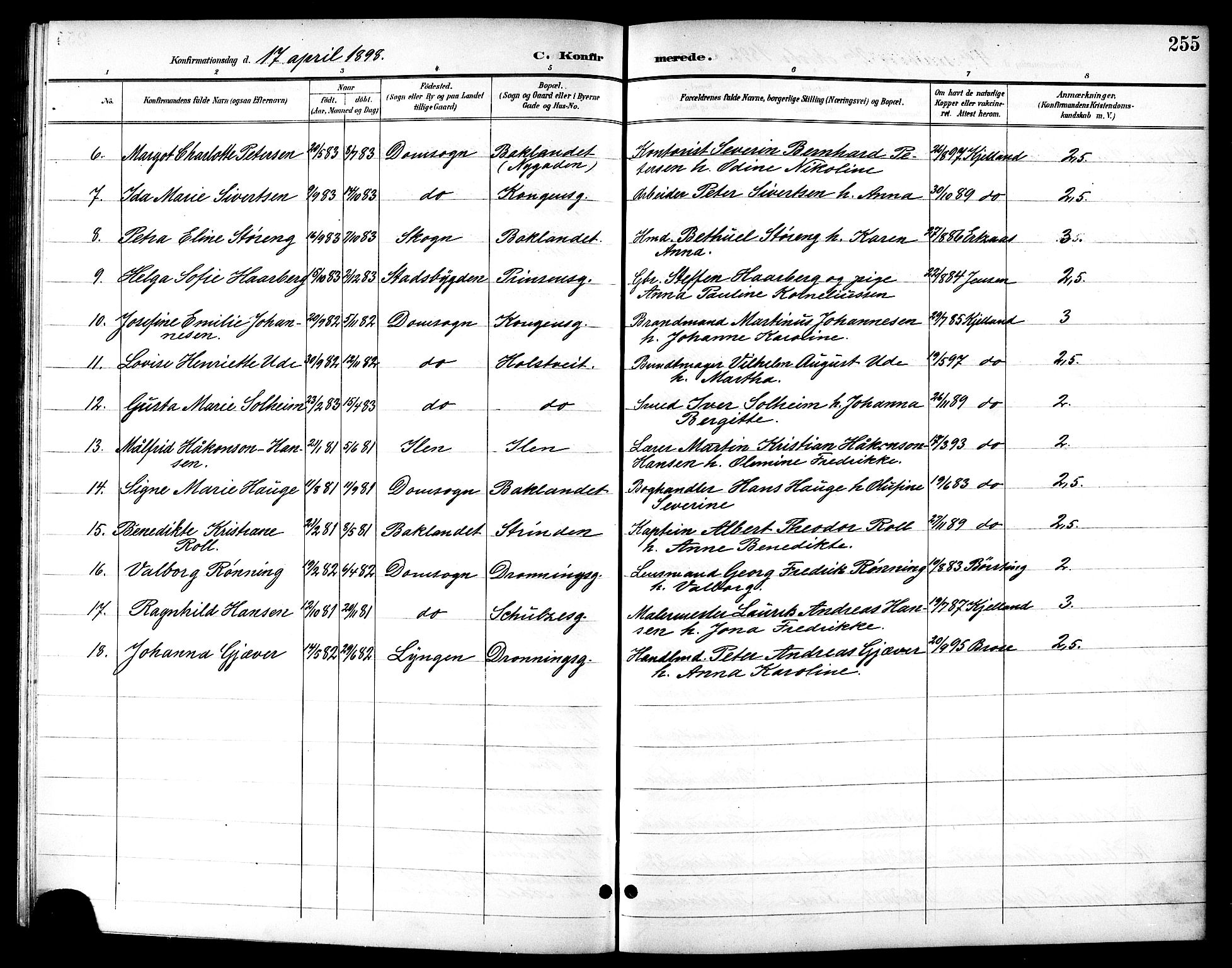 Ministerialprotokoller, klokkerbøker og fødselsregistre - Sør-Trøndelag, SAT/A-1456/601/L0094: Klokkerbok nr. 601C12, 1898-1911, s. 255