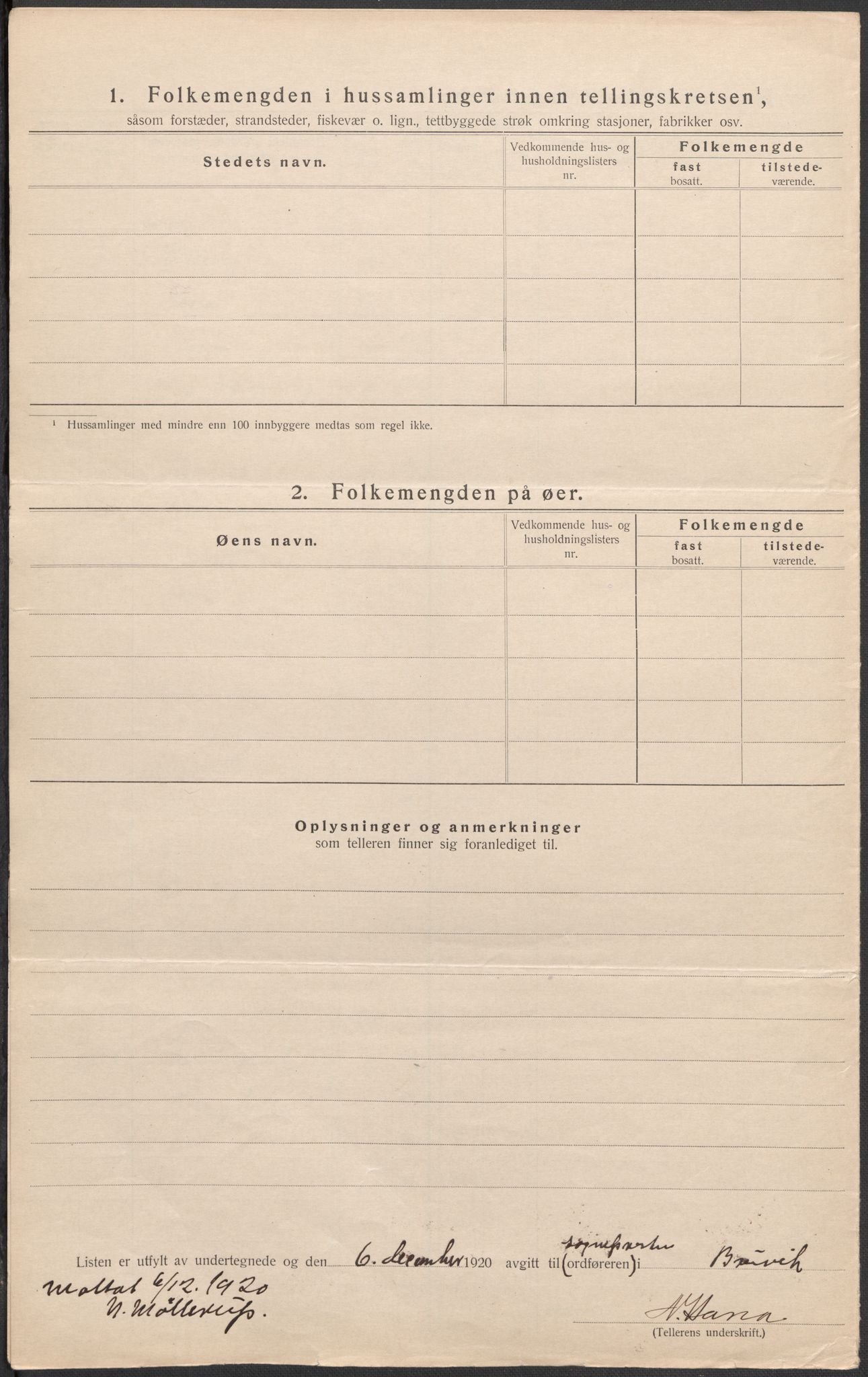 SAB, Folketelling 1920 for 1251 Bruvik herred, 1920, s. 8