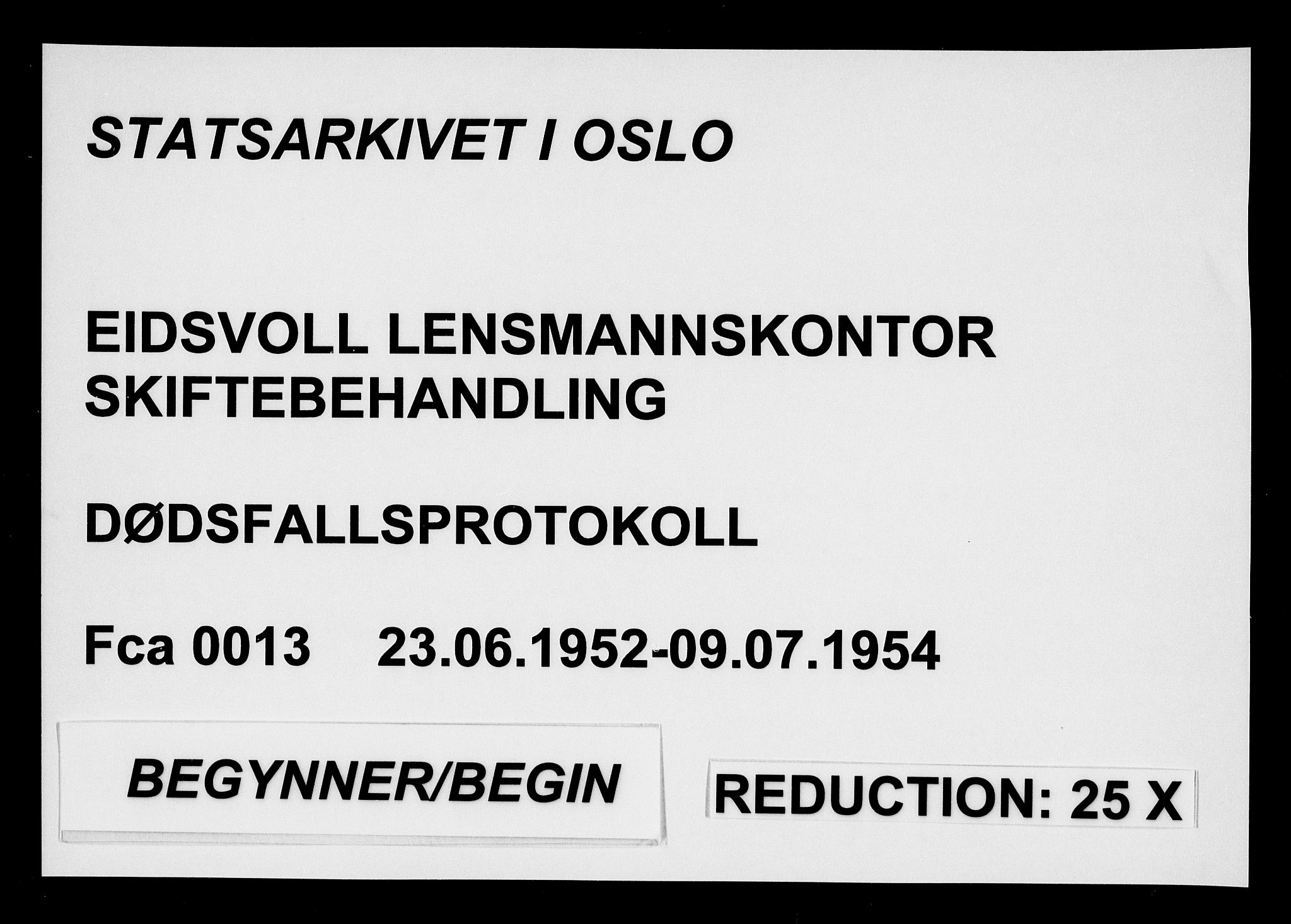 Eidsvoll lensmannskontor, SAO/A-10266a/H/Ha/Haa/L0013: Dødsfallprotokoll, 1952-1954