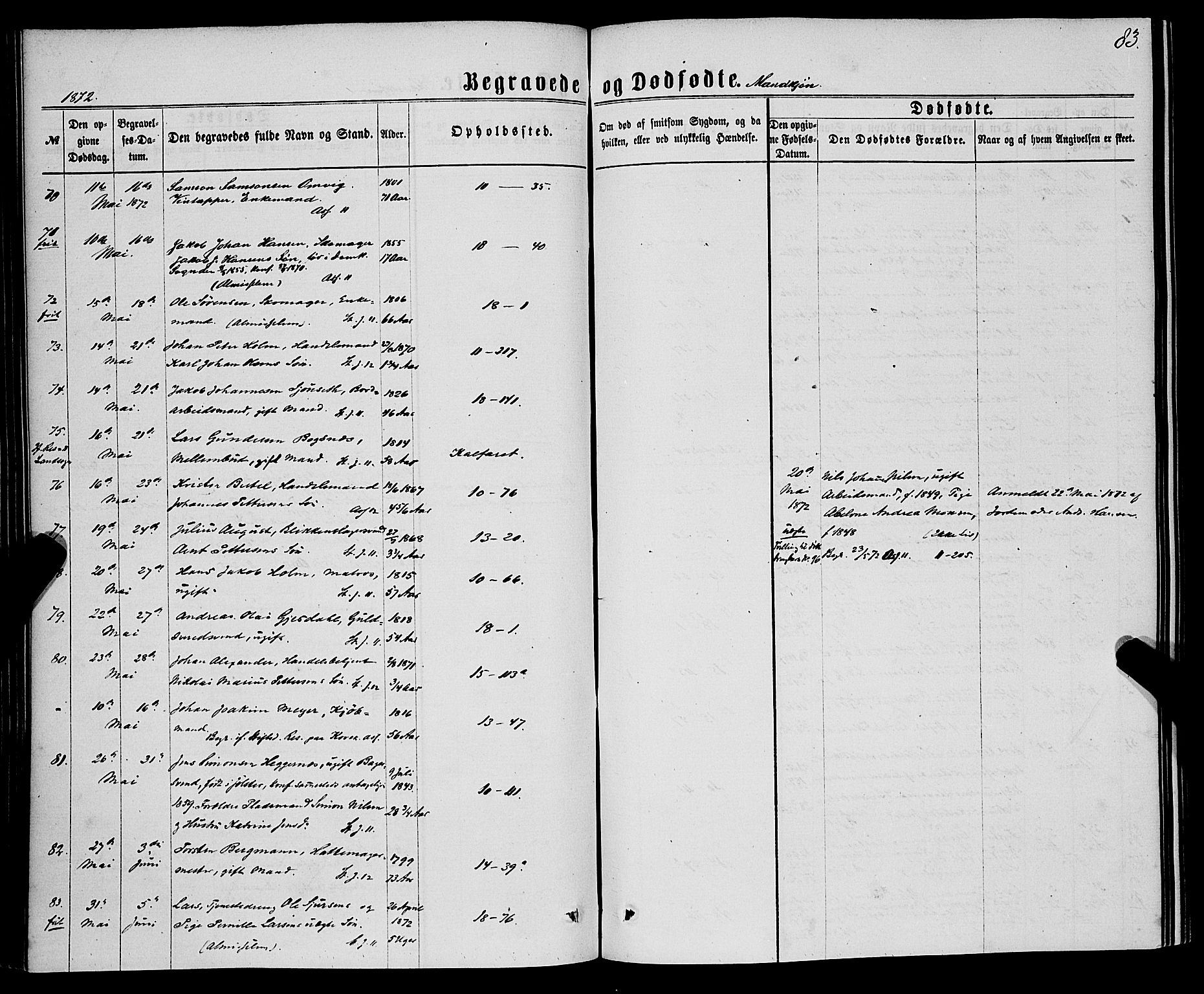 Domkirken sokneprestembete, AV/SAB-A-74801/H/Haa/L0042: Ministerialbok nr. E 3, 1863-1876, s. 83