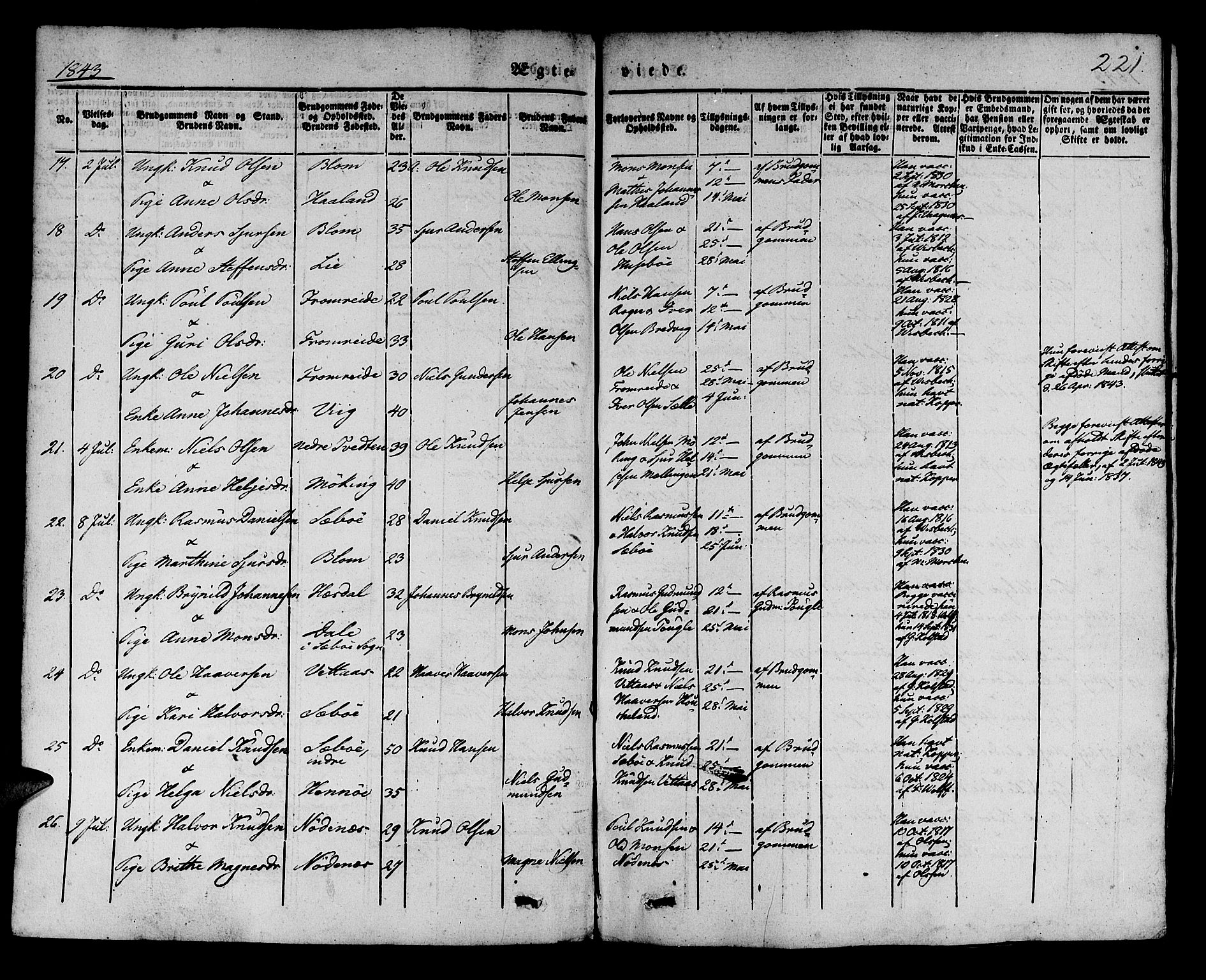 Manger sokneprestembete, AV/SAB-A-76801/H/Haa: Ministerialbok nr. A 5, 1839-1848, s. 221