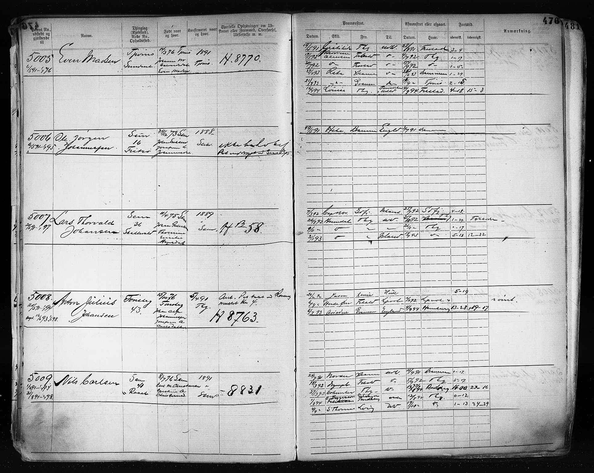 Tønsberg innrulleringskontor, SAKO/A-786/F/Fb/L0003: Annotasjonsrulle Patent nr. 2646-5149, 1881-1892, s. 489