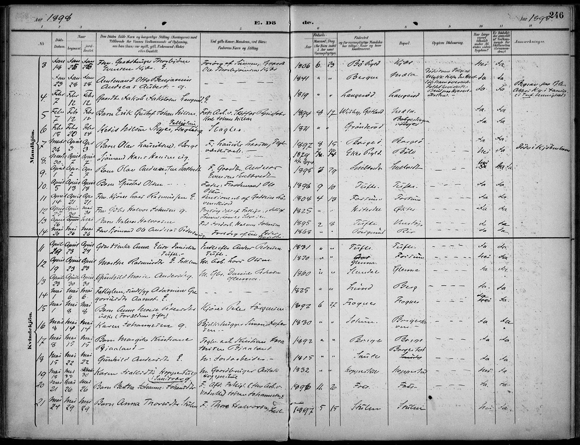 Gjerpen kirkebøker, AV/SAKO-A-265/F/Fa/L0011: Ministerialbok nr. I 11, 1896-1904, s. 246