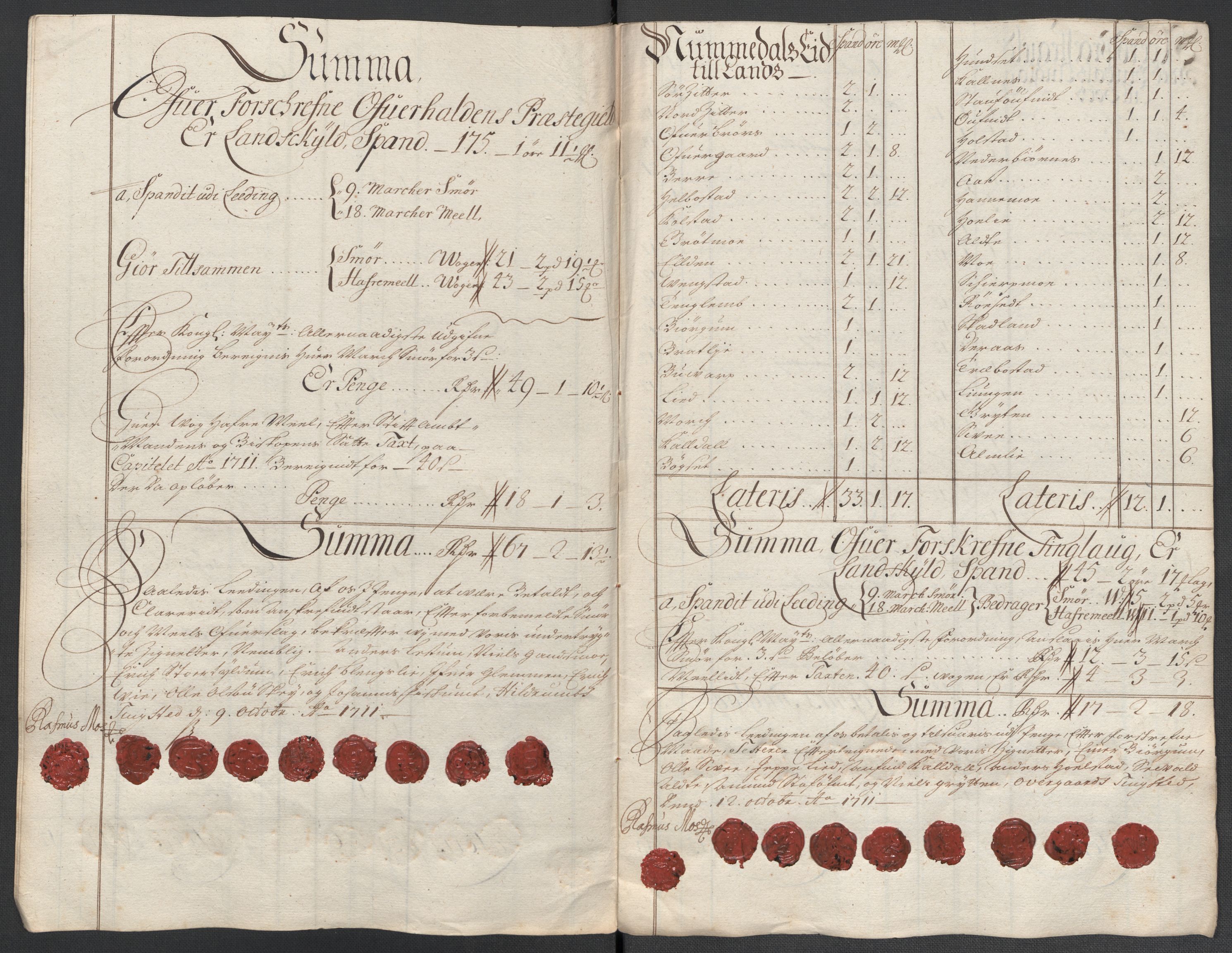 Rentekammeret inntil 1814, Reviderte regnskaper, Fogderegnskap, AV/RA-EA-4092/R64/L4432: Fogderegnskap Namdal, 1711, s. 178