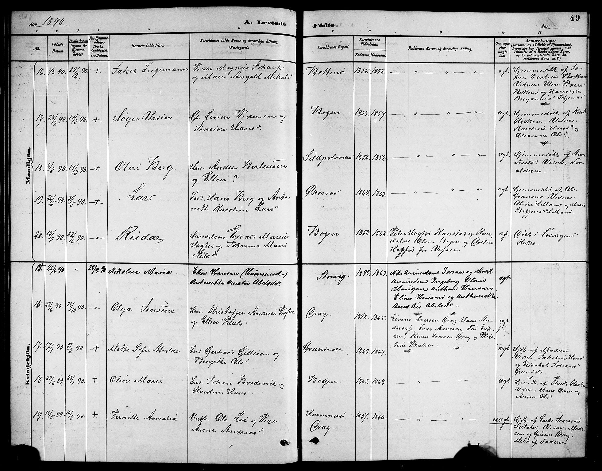 Ministerialprotokoller, klokkerbøker og fødselsregistre - Nordland, AV/SAT-A-1459/861/L0876: Klokkerbok nr. 861C02, 1887-1903, s. 49