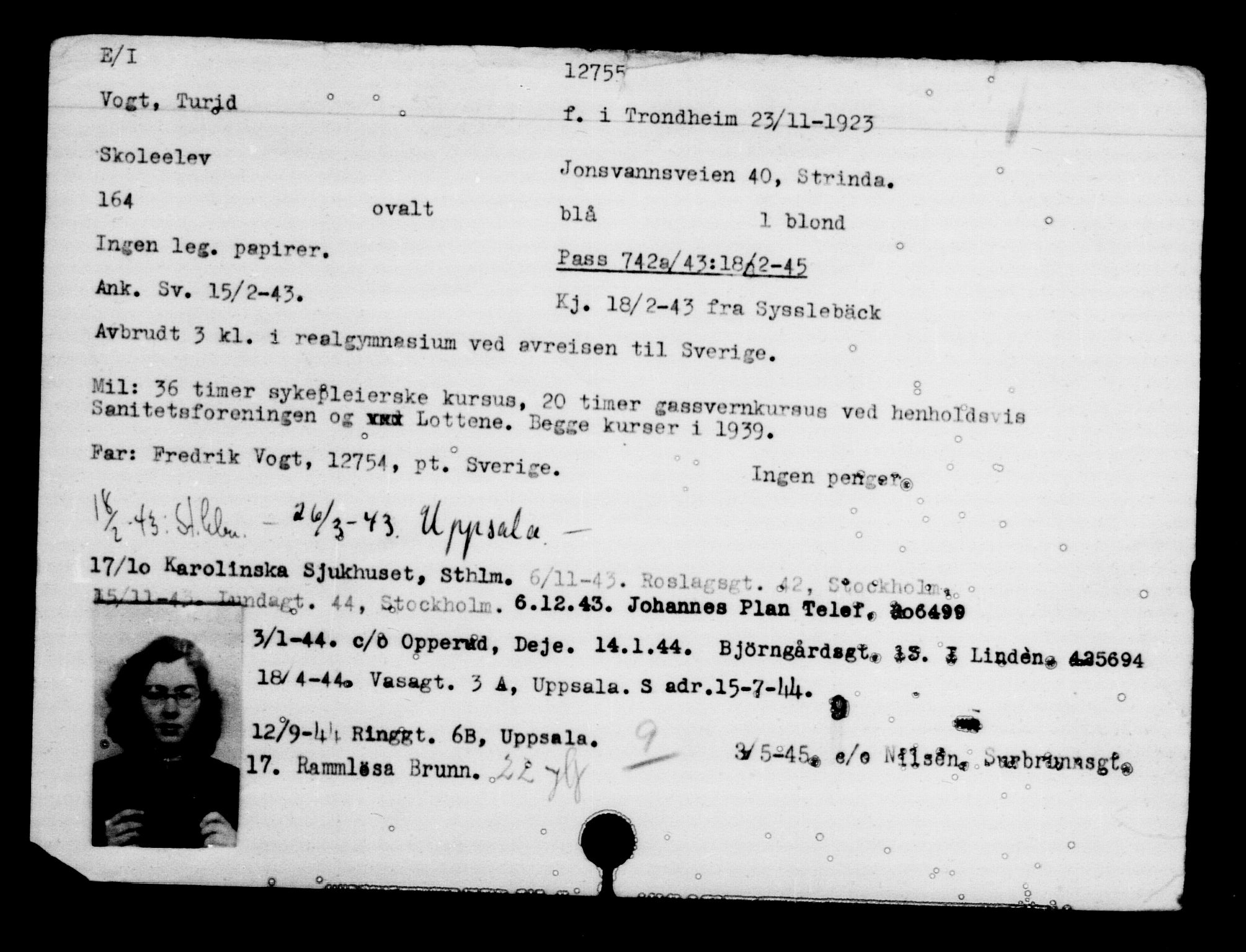 Den Kgl. Norske Legasjons Flyktningskontor, AV/RA-S-6753/V/Va/L0007: Kjesäterkartoteket.  Flyktningenr. 12700-15723, 1940-1945, s. 64