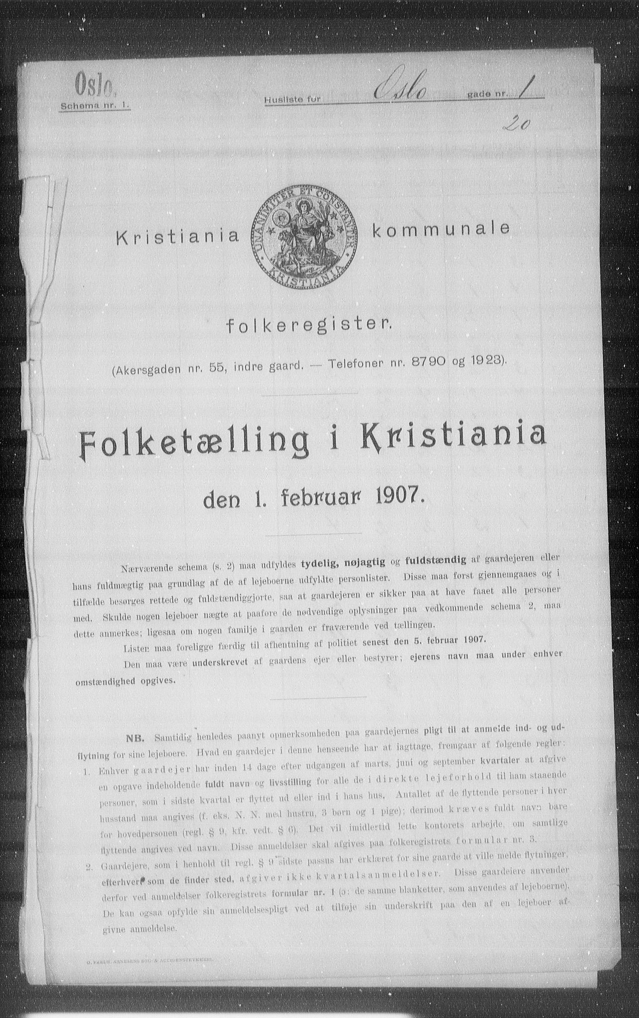 OBA, Kommunal folketelling 1.2.1907 for Kristiania kjøpstad, 1907, s. 39363
