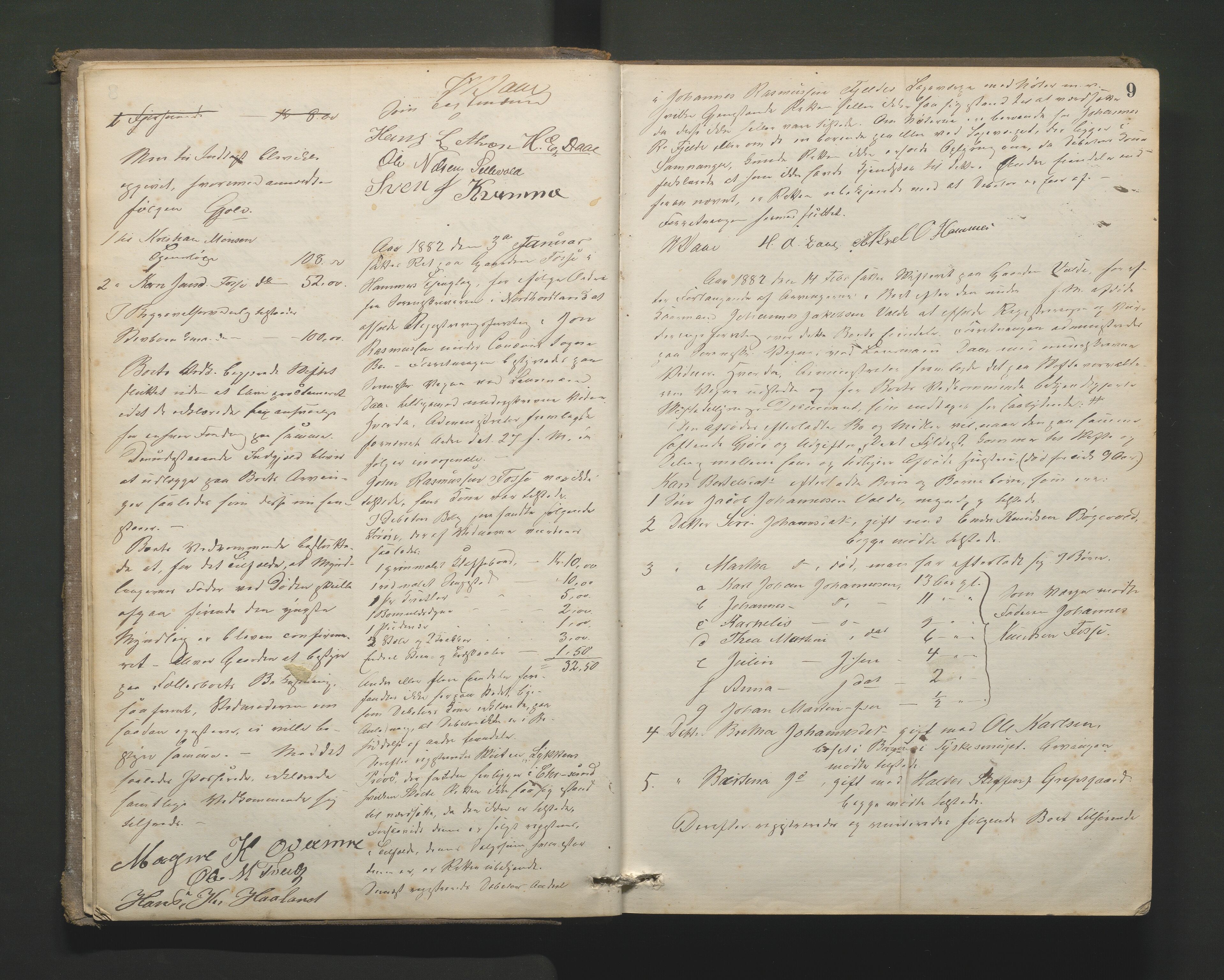 Lensmannen i Hamre, AV/SAB-A-32601/0006/L0001: Registreringsprotokoll, 1881-1896, s. 8b-9a
