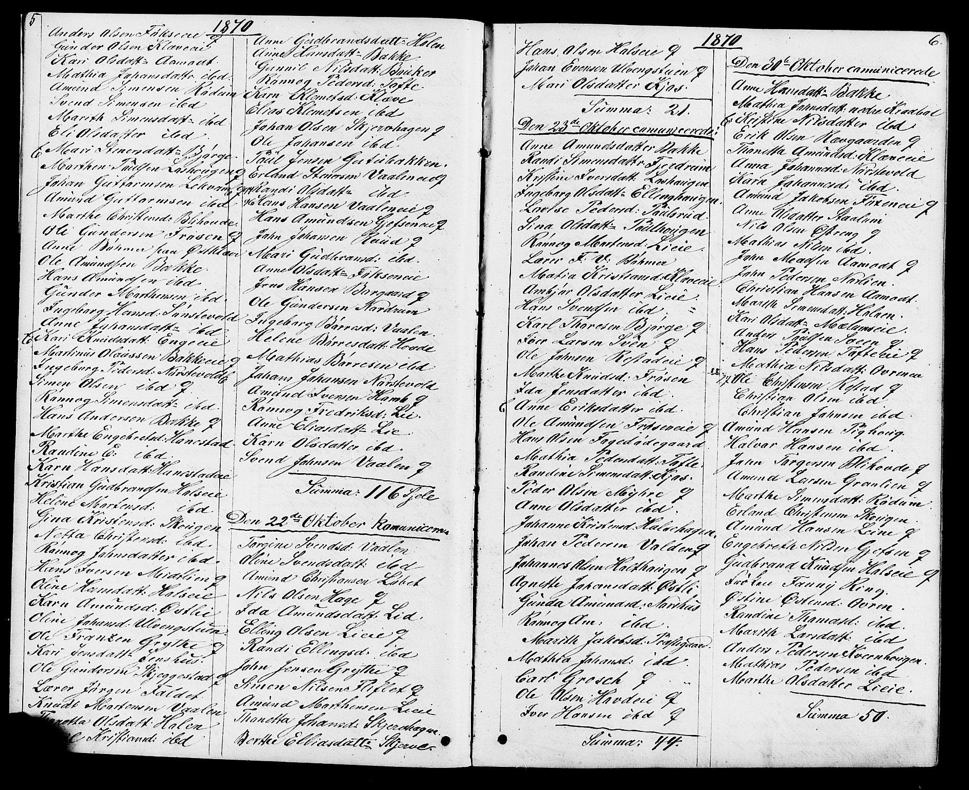 Østre Gausdal prestekontor, AV/SAH-PREST-092/H/Ha/Hab/L0001: Klokkerbok nr. 1, 1863-1893, s. 5-6